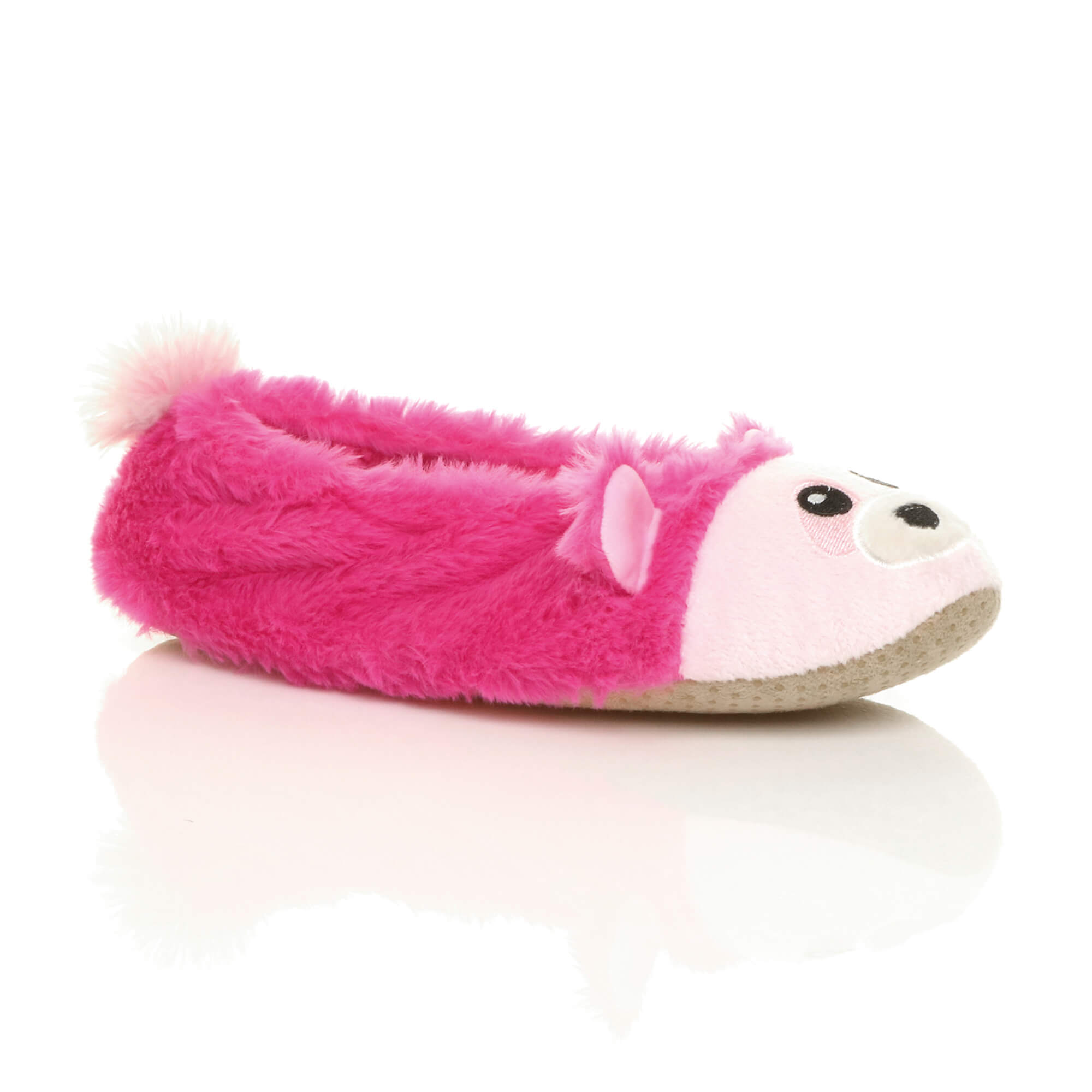 WOMENS LADIES ELASTIC SLIP ON NOVELTY COSY FUR BEAR RACCOON SLIPPERS