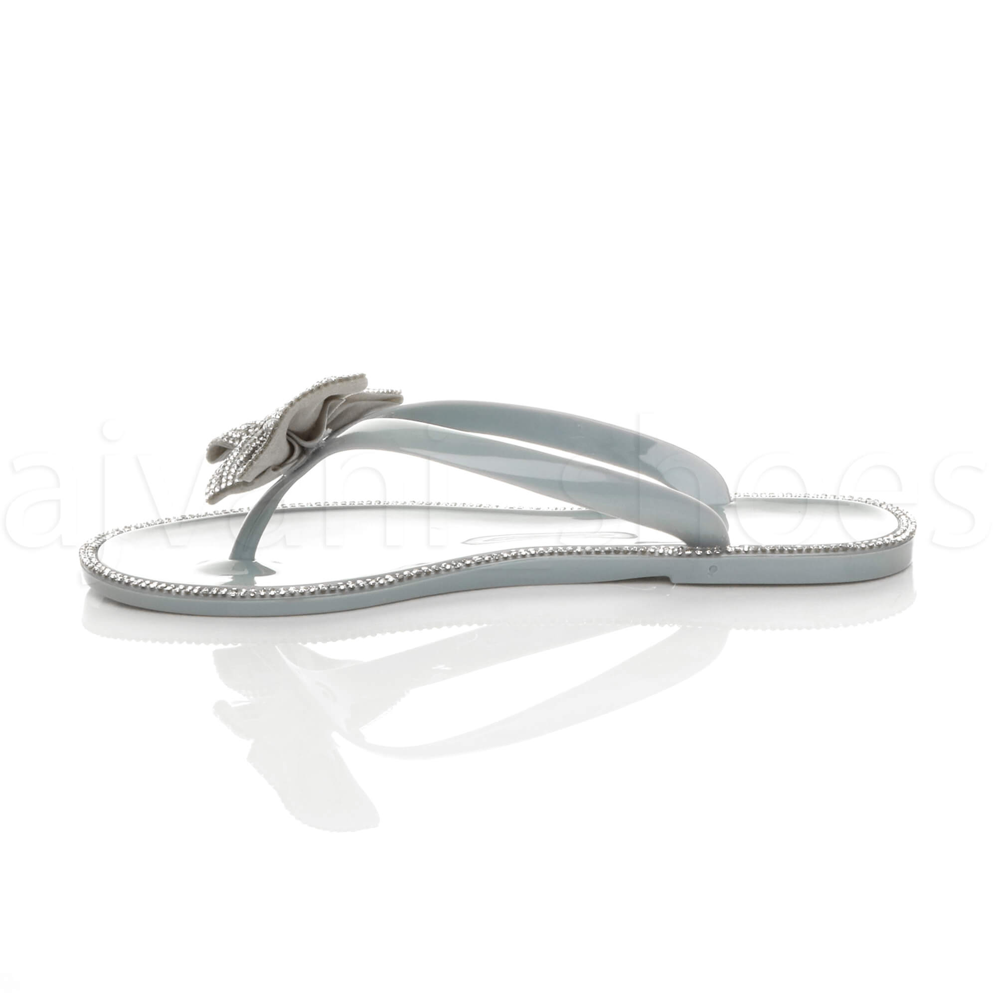 WOMENS LADIES FLAT JELLY DIAMANTE BOW SUMMER FLIP FLOPS TOE POST SANDALS SIZE | eBay