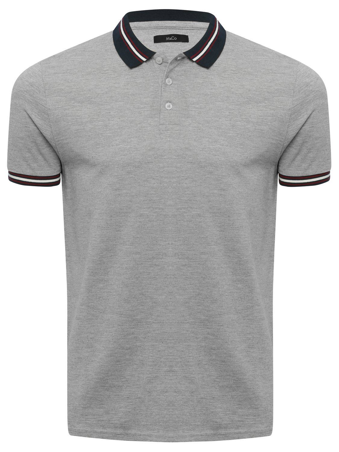 Image of Mens contrast collar polo short sleeve shirt - Grey Marl