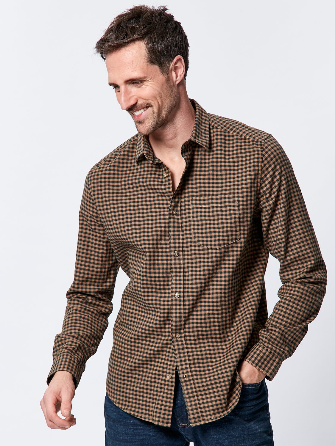 Image of Mens gingham sh - Rust