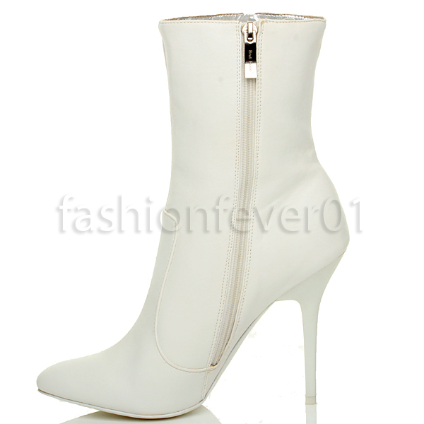 WOMENS LADIES HIGH HEEL POINTED ROSE GEM ZIP WEDDING ANKLE BOOTS SIZE