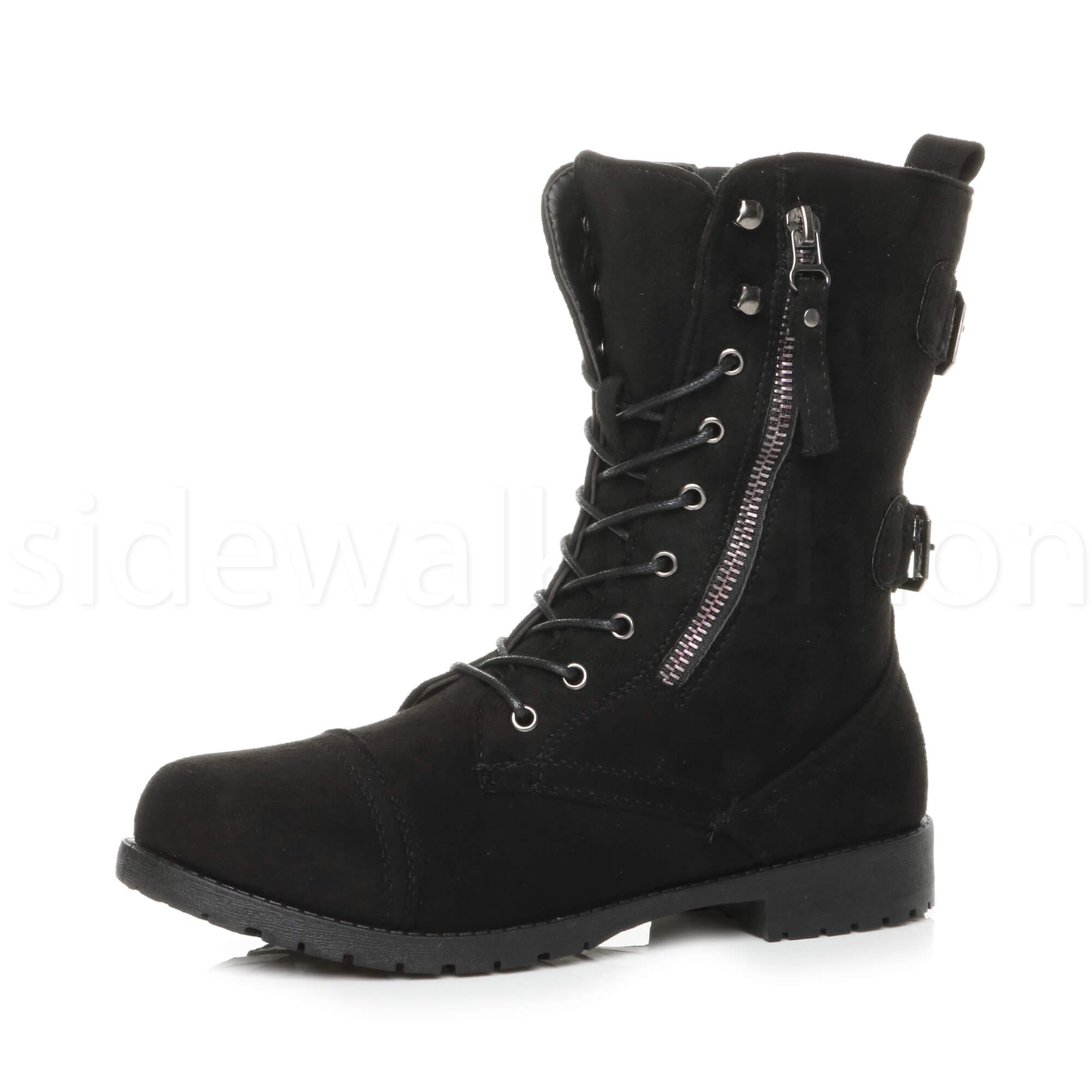 Mujer ladies low heel flat lace up zip combat biker military ankle botas Talla Mujer ladies low heel flat combat lace up zip combat flat biker military ankle botas Talla 089c63