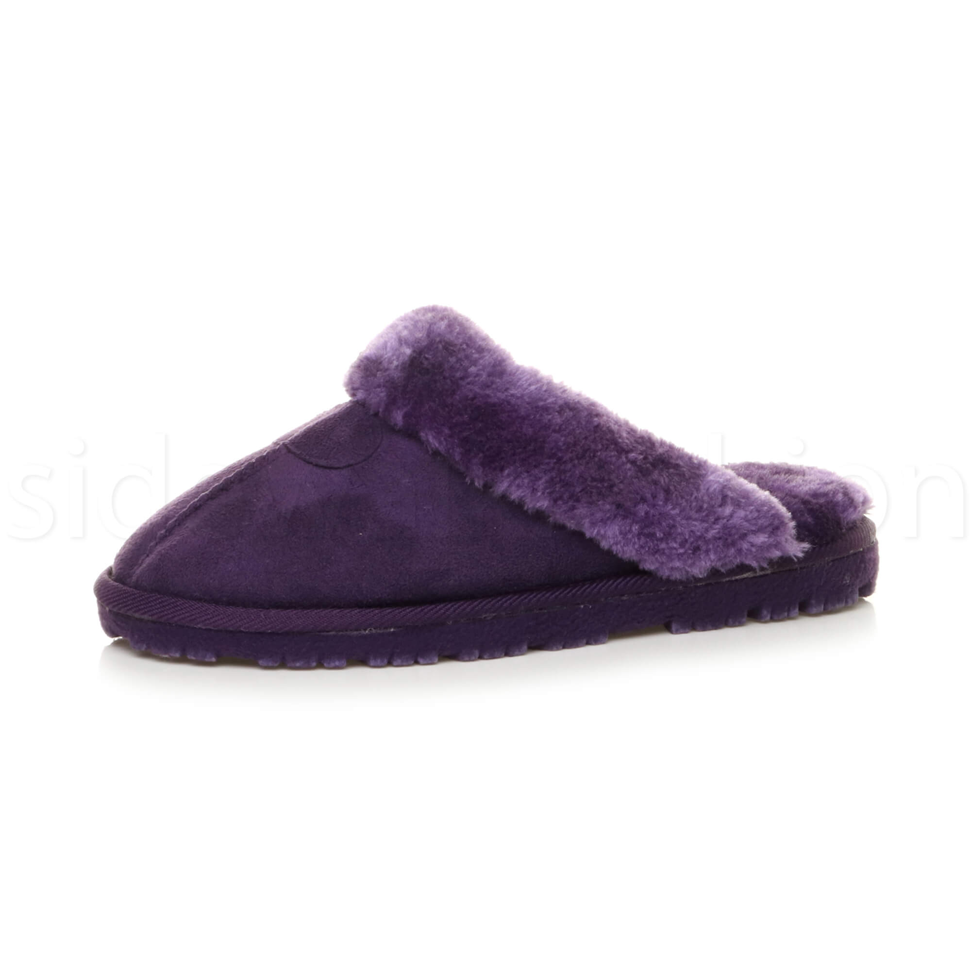 Womens ladies winter fur lined luxury comfortable gift snug slippers mules size