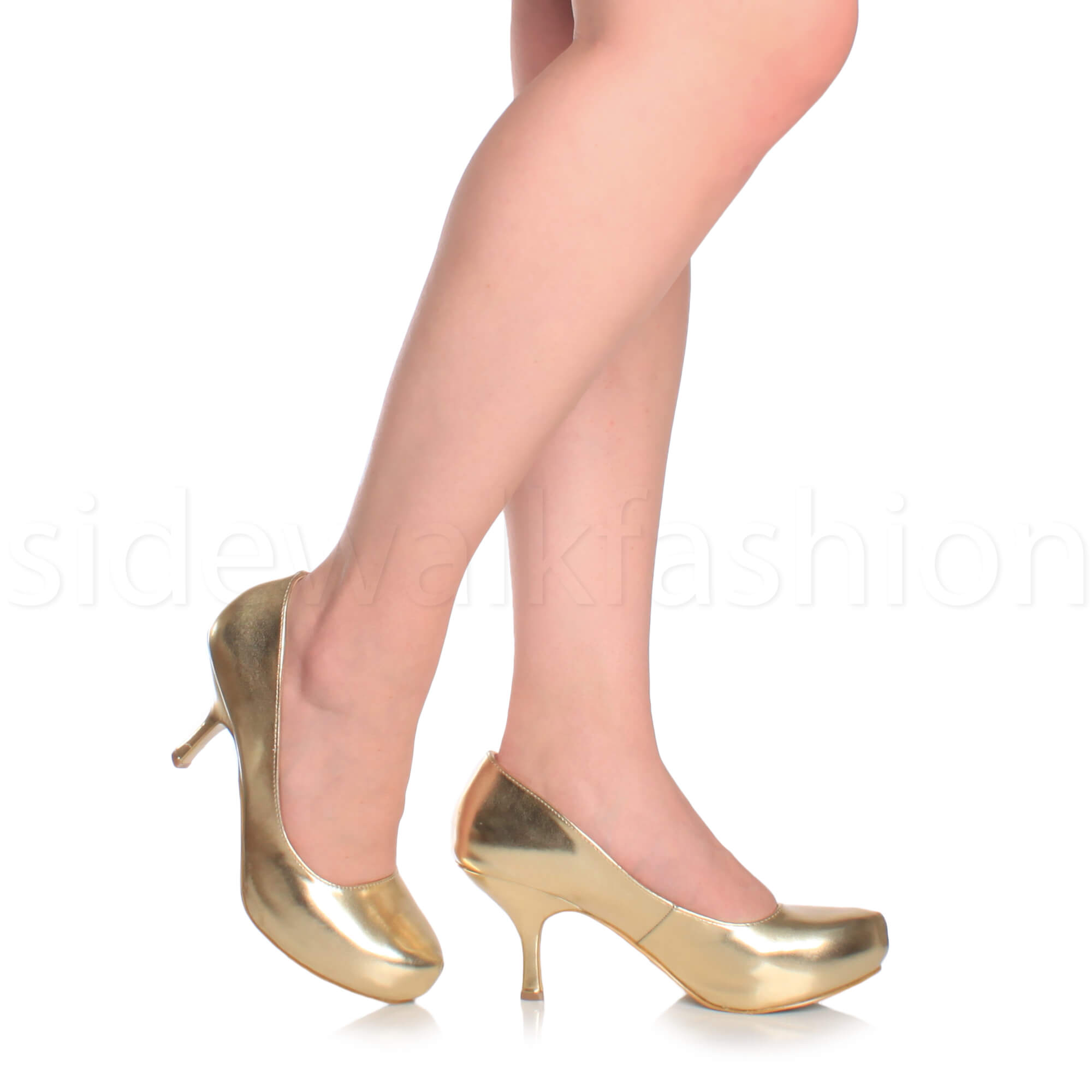 Womens ladies low mid heel concealed platform work party court shoes pumps size - Picture 61 of 136