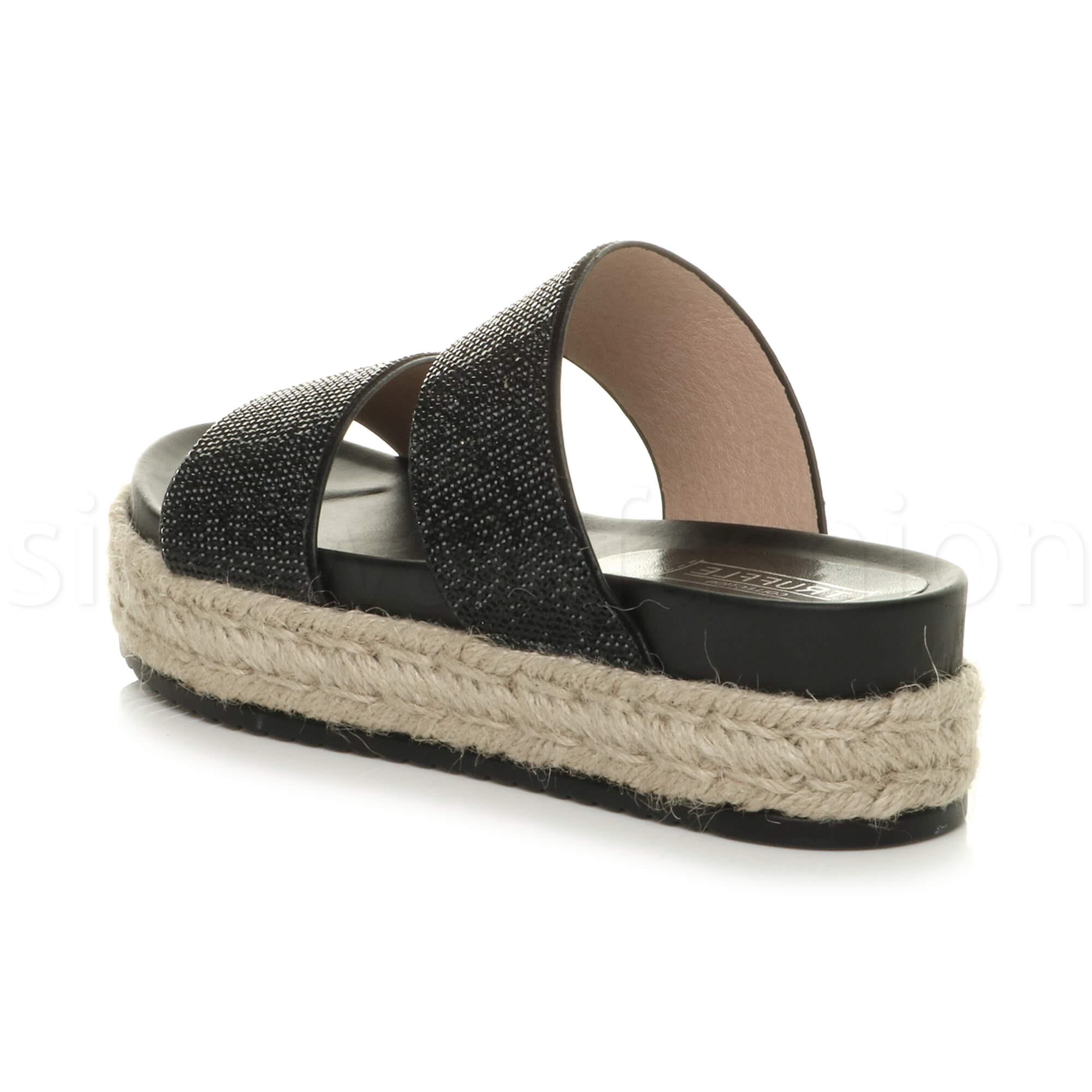 Womens ladies mid wedge diamante flatform espadrilles platform sandals size | eBay