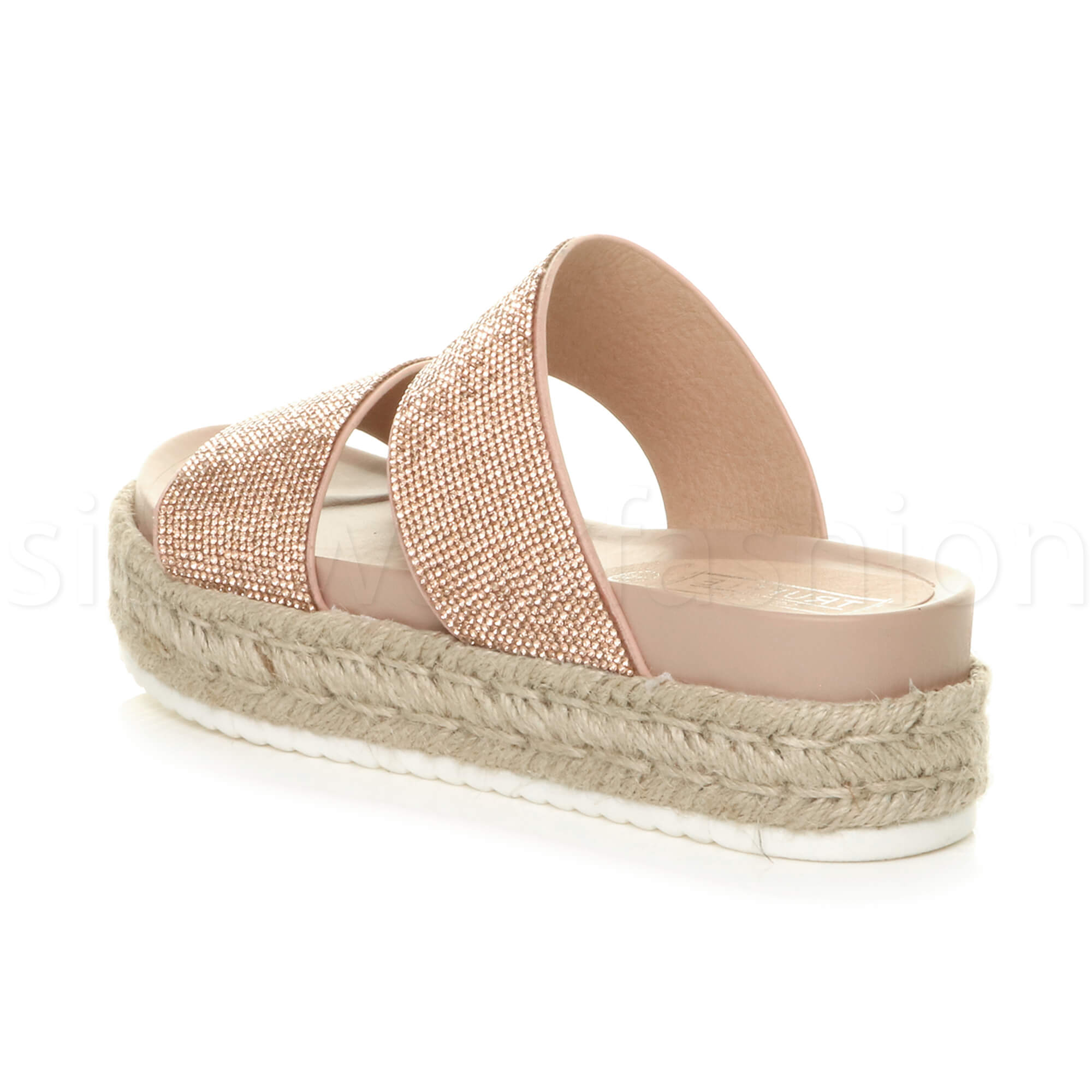 Womens ladies mid wedge diamante flatform espadrilles platform sandals size | eBay