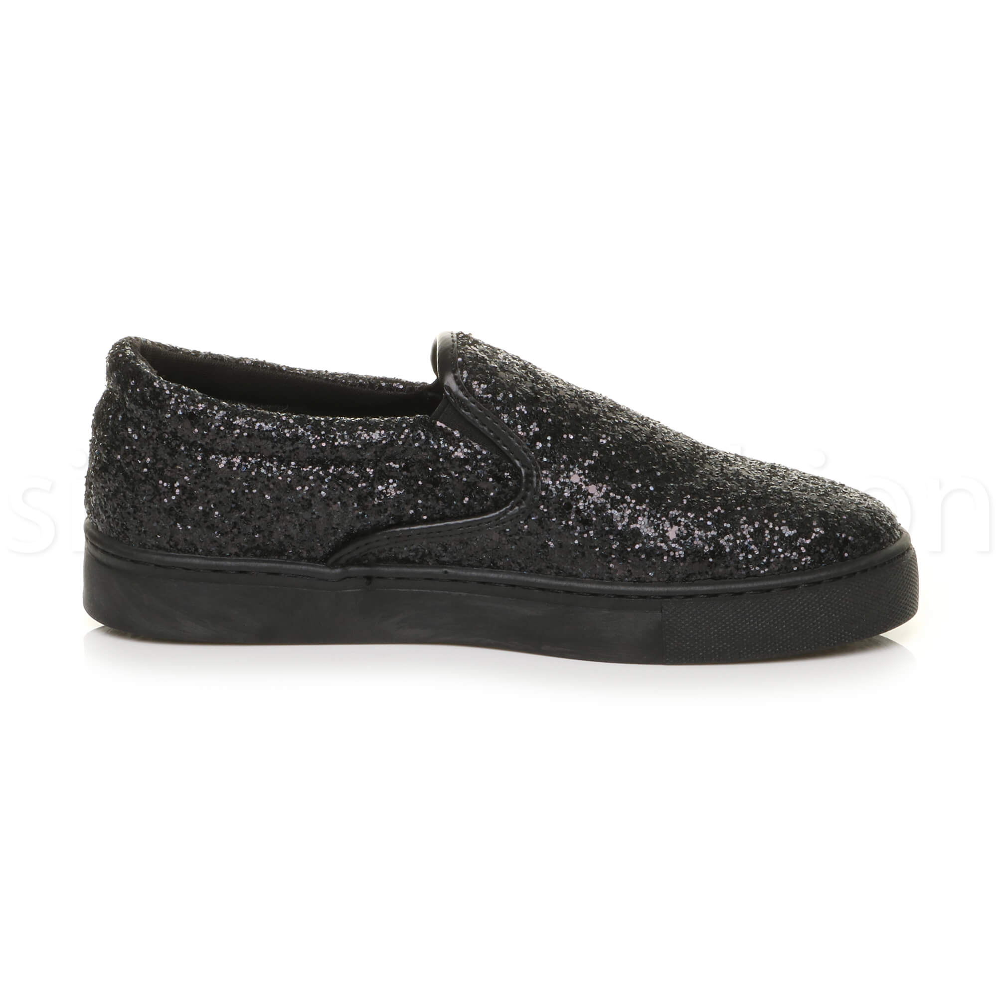 black sparkly plimsolls