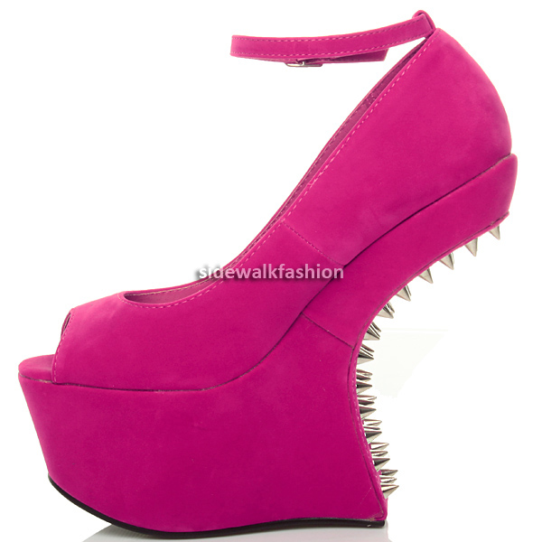 Womens ladies high heel less wedge mary jane style platform shoes size