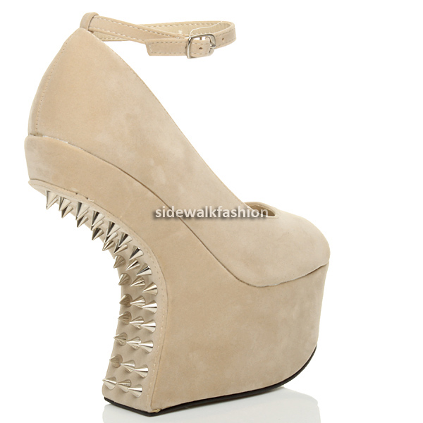 Womens ladies high heel less wedge mary jane style platform shoes size