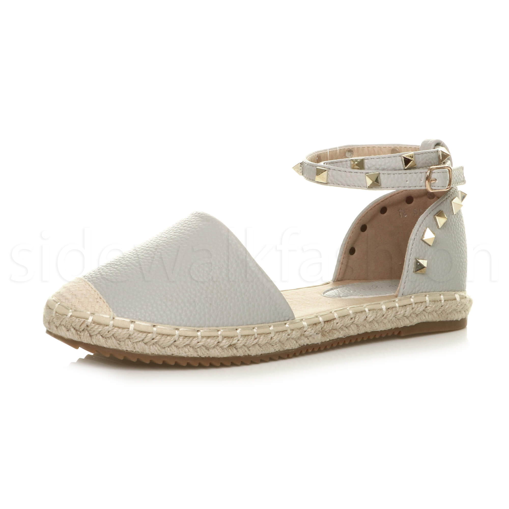 Womens ladies studded double ankle strap wrap around espadrilles sandals size | eBay