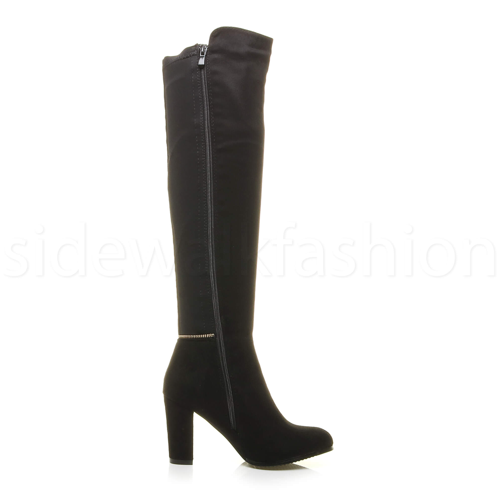 gold block heel boots