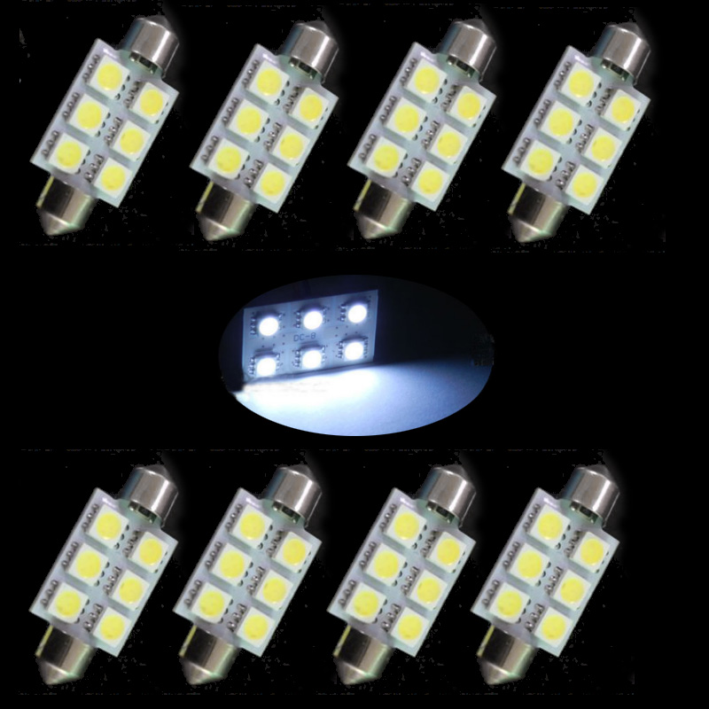 10x WHITE 239 264 38MM 39MM NUMBER PLATE INTERIOR LIGHT FESTOON BULB 6 SMD LED - Picture 3 of 4