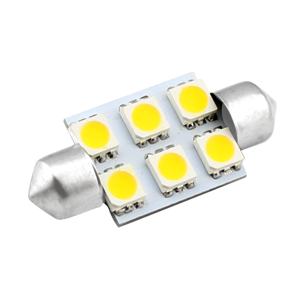 10x WHITE 239 264 38MM 39MM NUMBER PLATE INTERIOR LIGHT FESTOON BULB 6 SMD LED - Picture 4 of 4