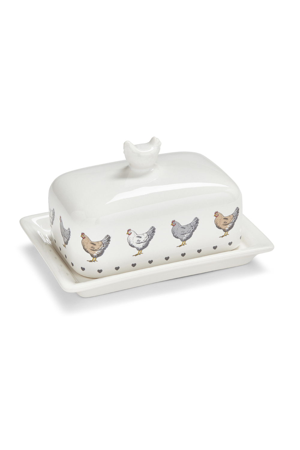 Cooksmart Farmers Kitchen Butter Dish Covered Country Style Hens Cream Breakfast eBay