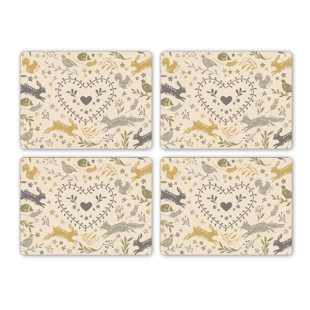 Cooksmart Pack of 4 Woodland Placemats Table Mats British Wild Animals