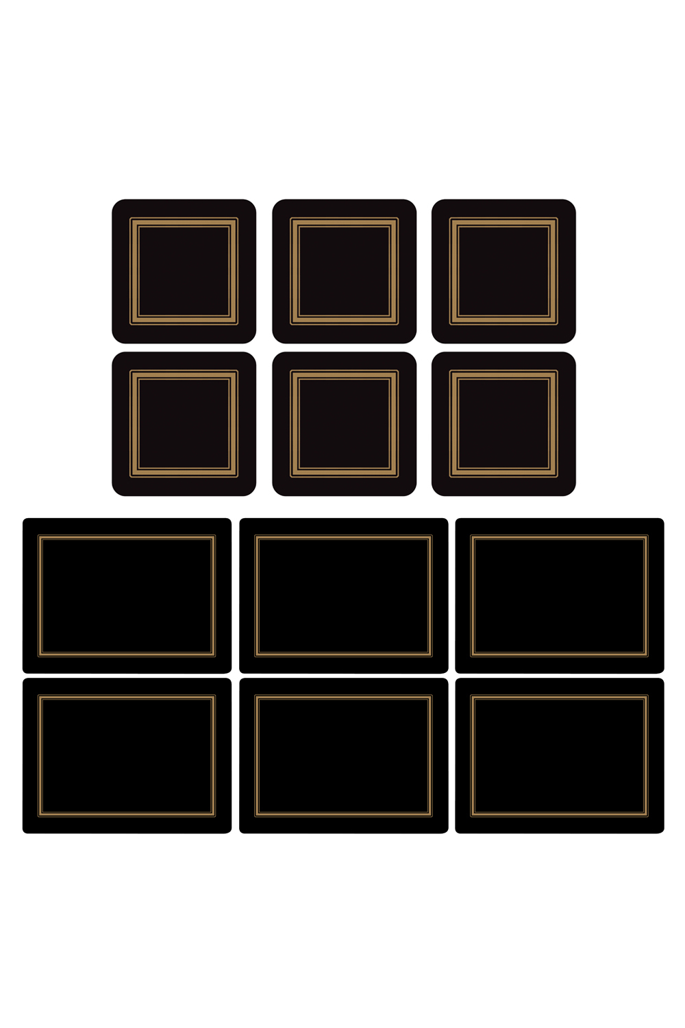 Pimpernel Classic Black Placemats and Coasters Set of 6 Classic Home