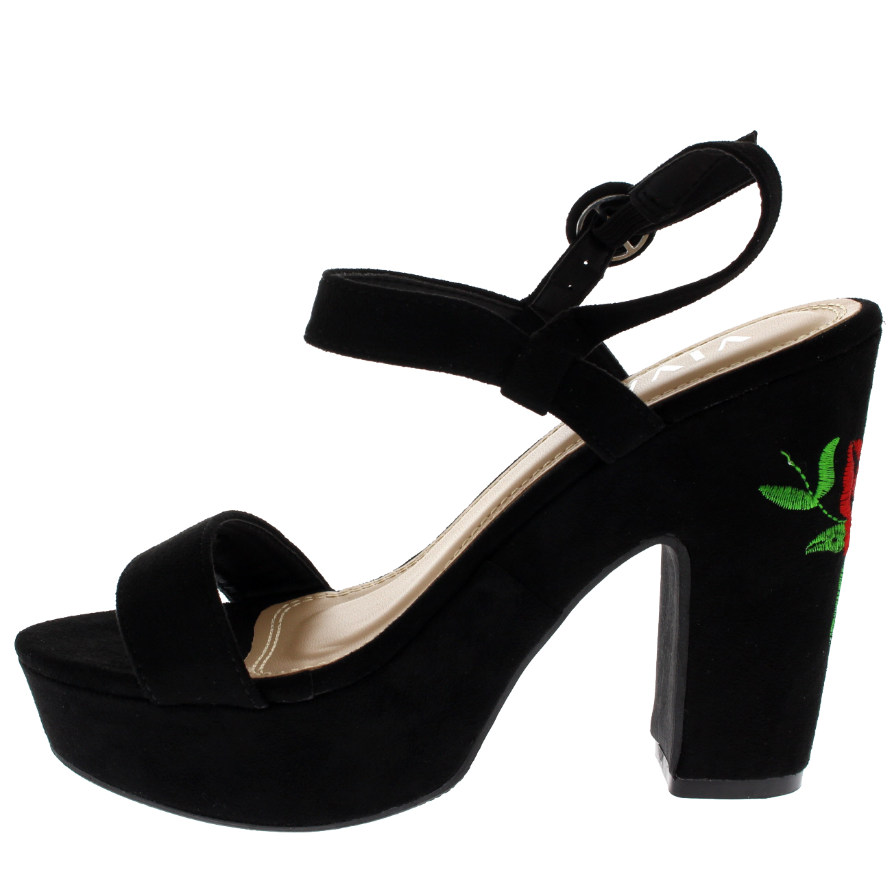 Womens Open Toe Embroidered Platform Block Heel Sandals Flower Heels US 5-12 | eBay