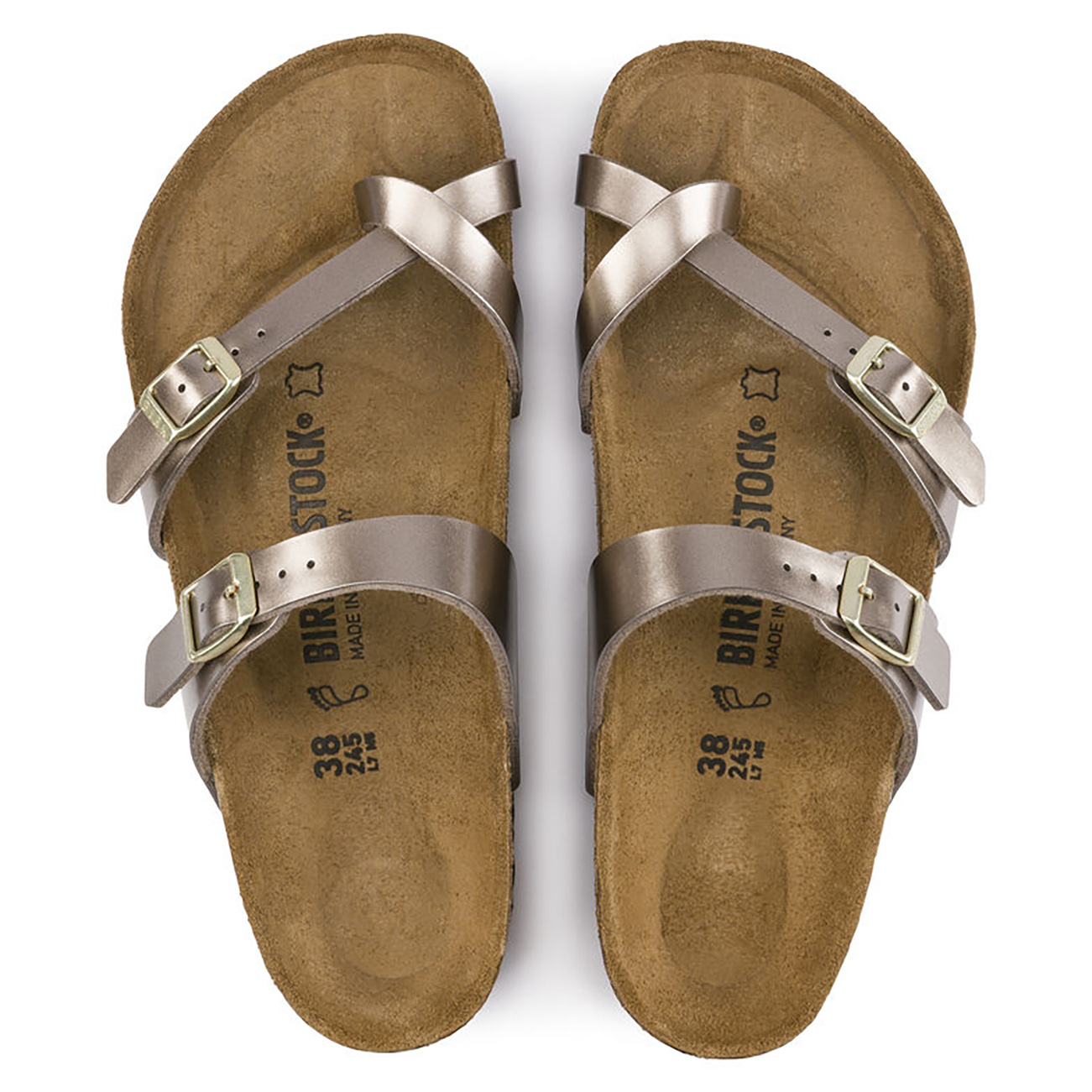 Womens Birkenstock Mayari Summer Metallic Toe Strap Twin Buckle Sandals