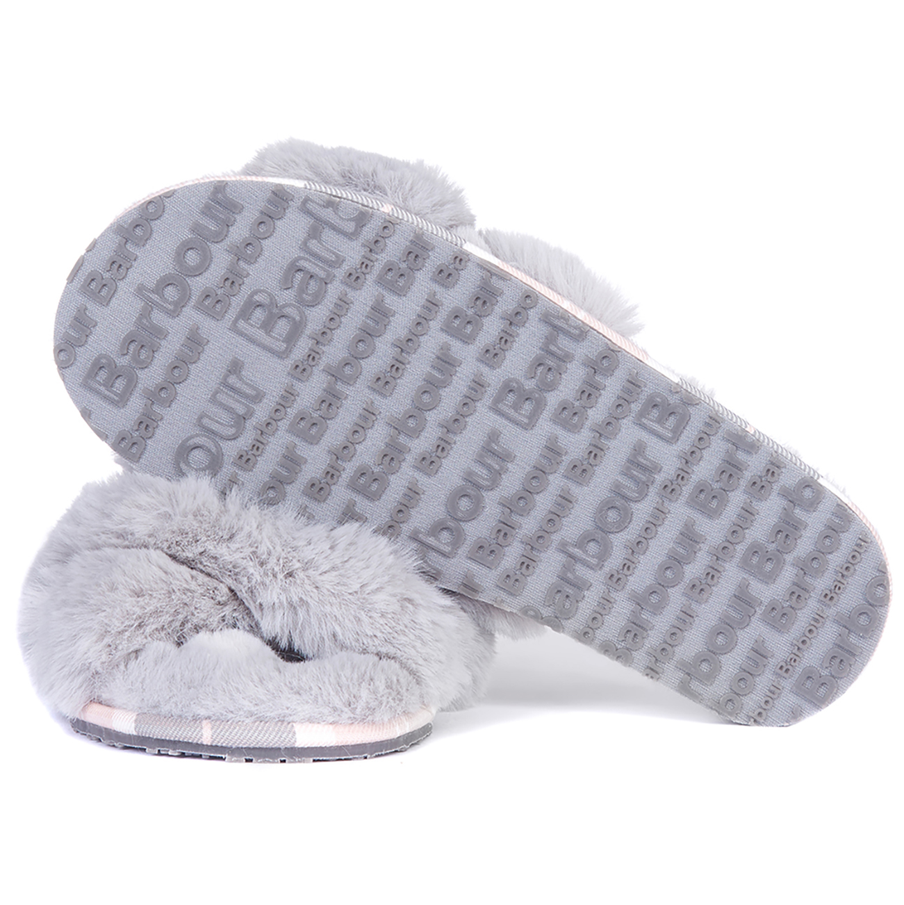 faux fur cross over slippers