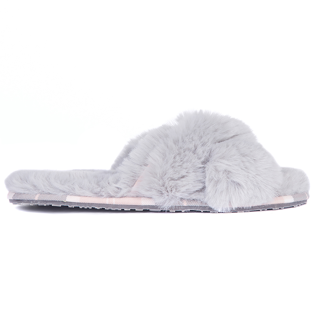 faux fur cross over slippers