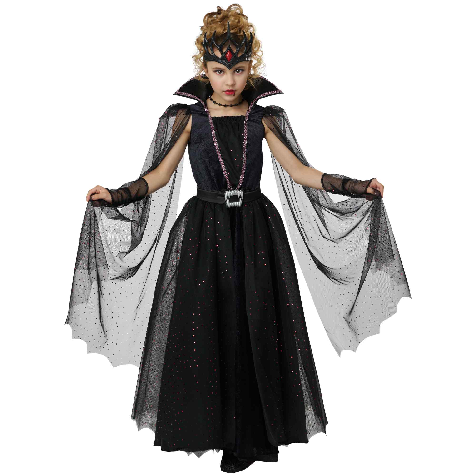 Vampire Queen Dark Gothic Spooky Halloween Fancy Dress Child Girls Costume