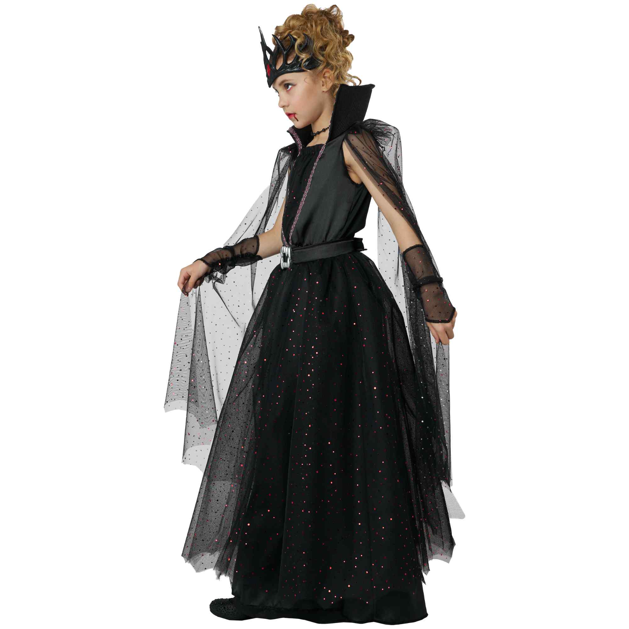 Vampire Queen Dark Gothic Spooky Halloween Fancy Dress Child Girls Costume - additional image