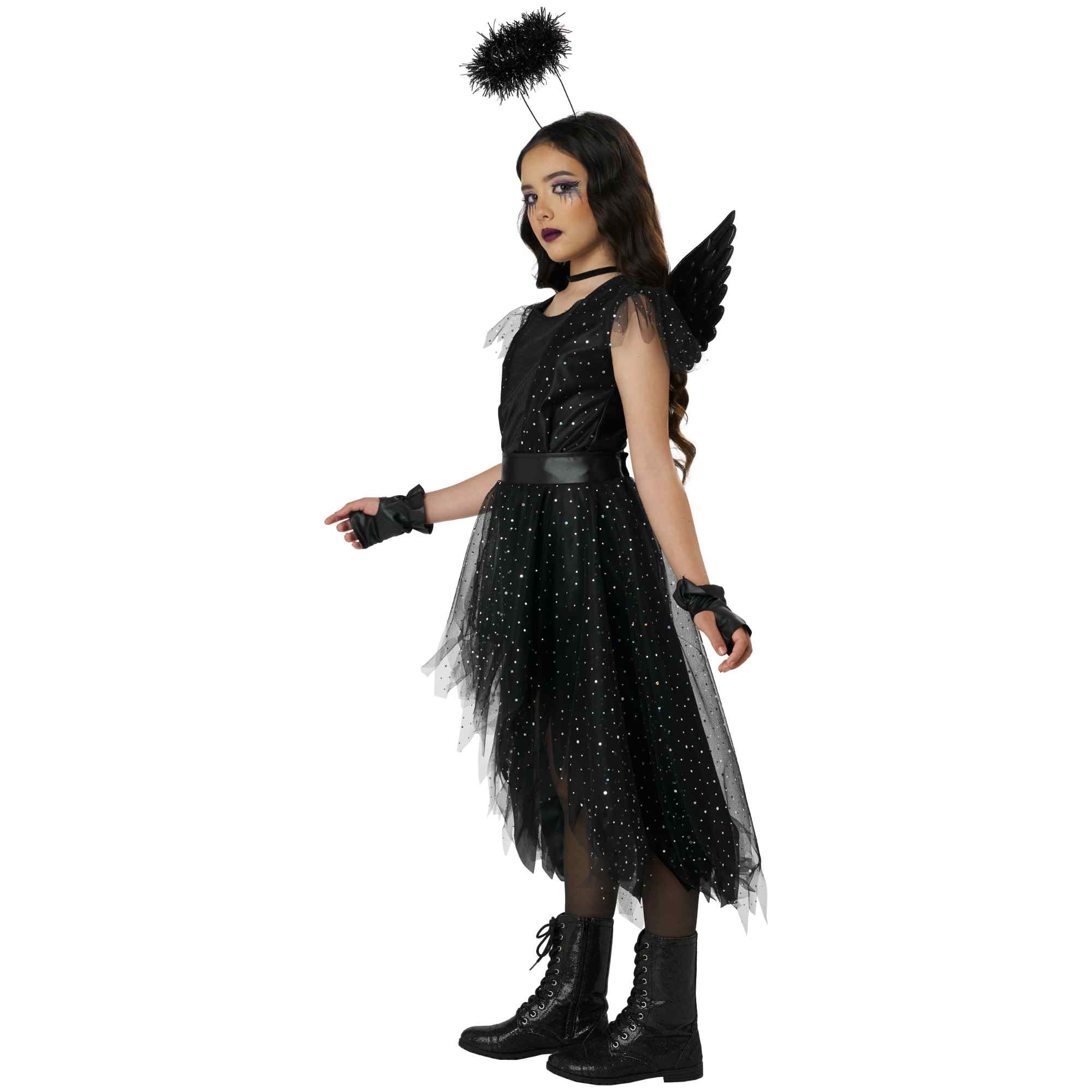 Dark And Dazzling Angel Evil Devil Satan Horror Halloween Child Girls Costume - additional image