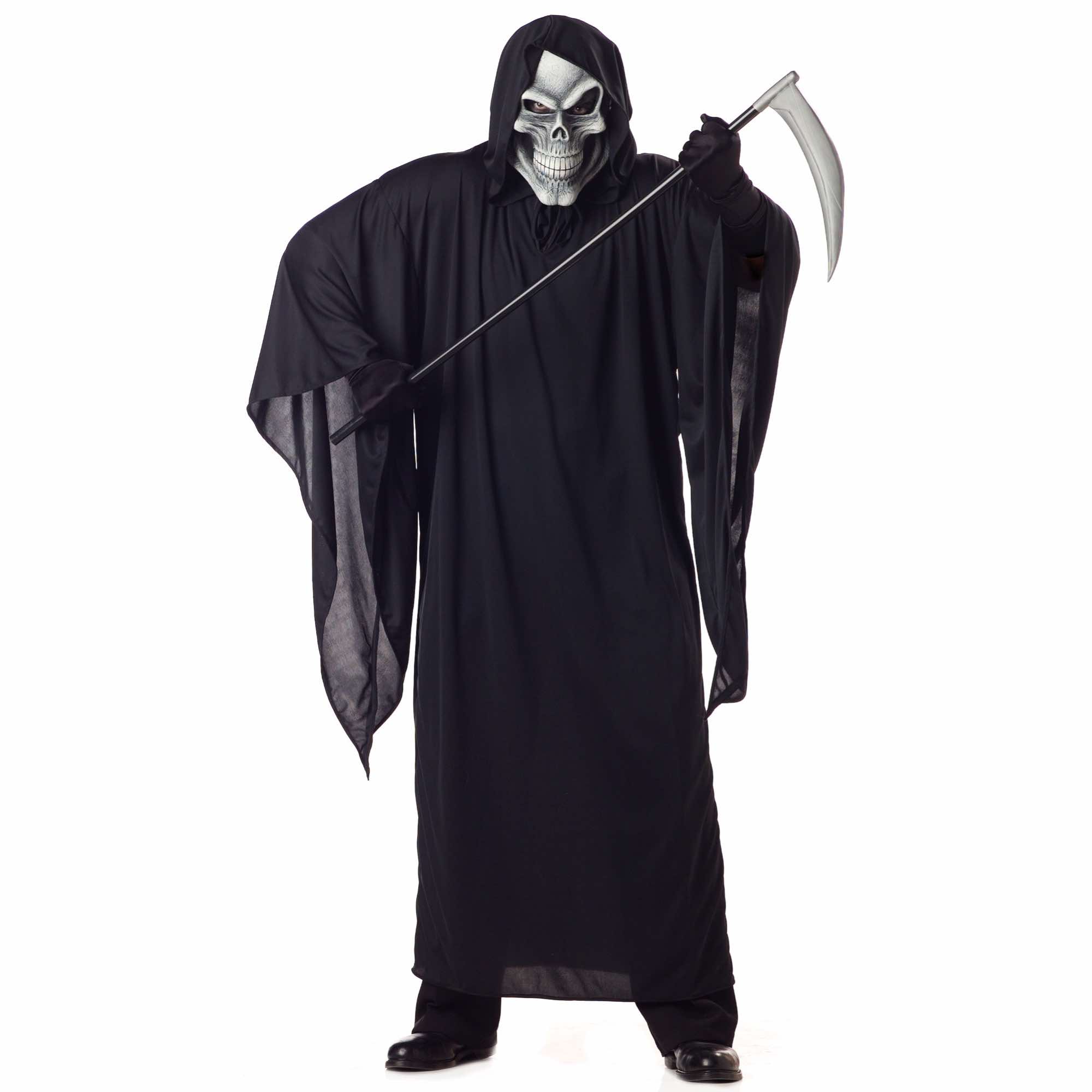 Grim Reaper Horror Robe Death Skeleton Halloween Mens Costume Plus