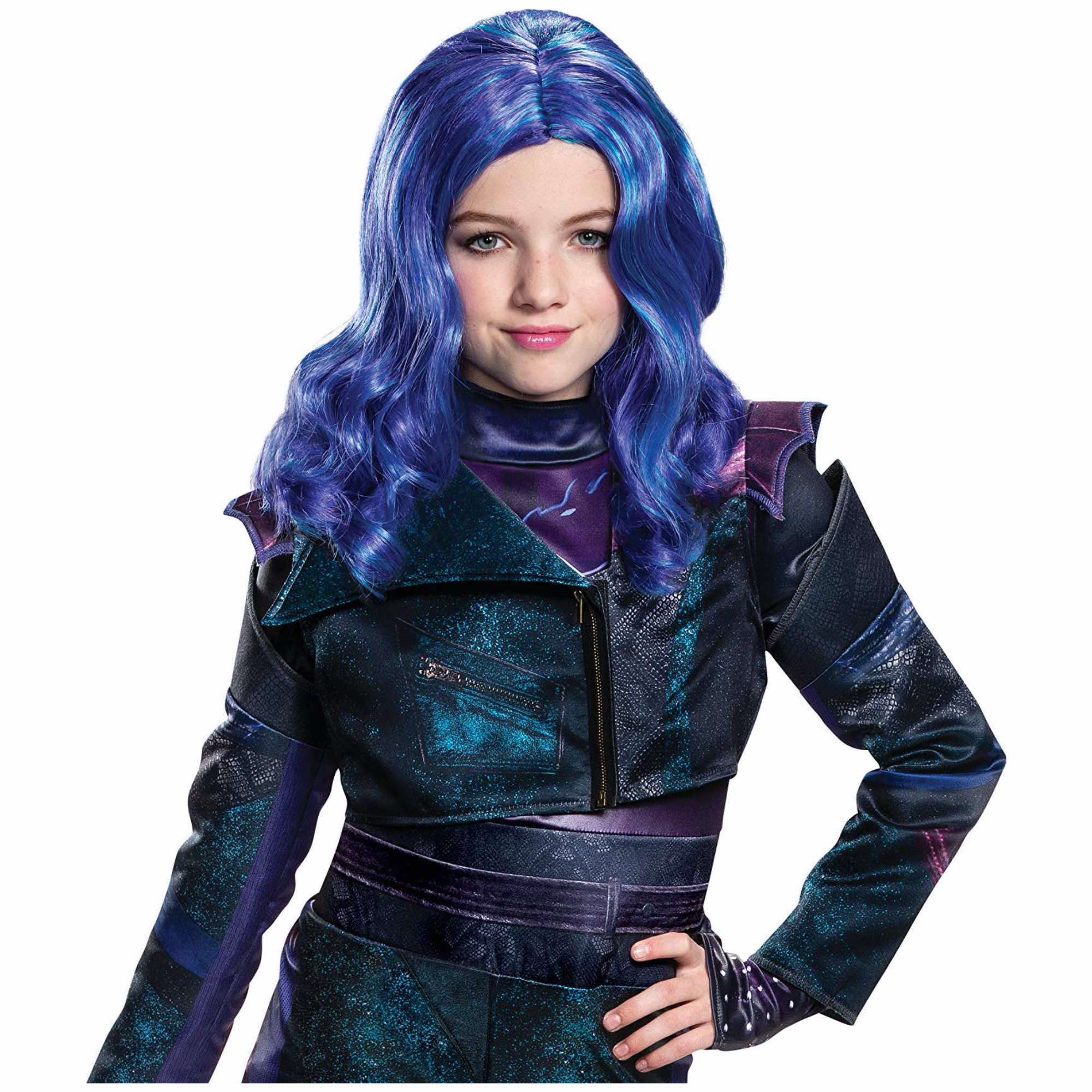 Mal Disney Descendants 3 TV Movie Licensed Book Week Blue Girls Costume Wig
