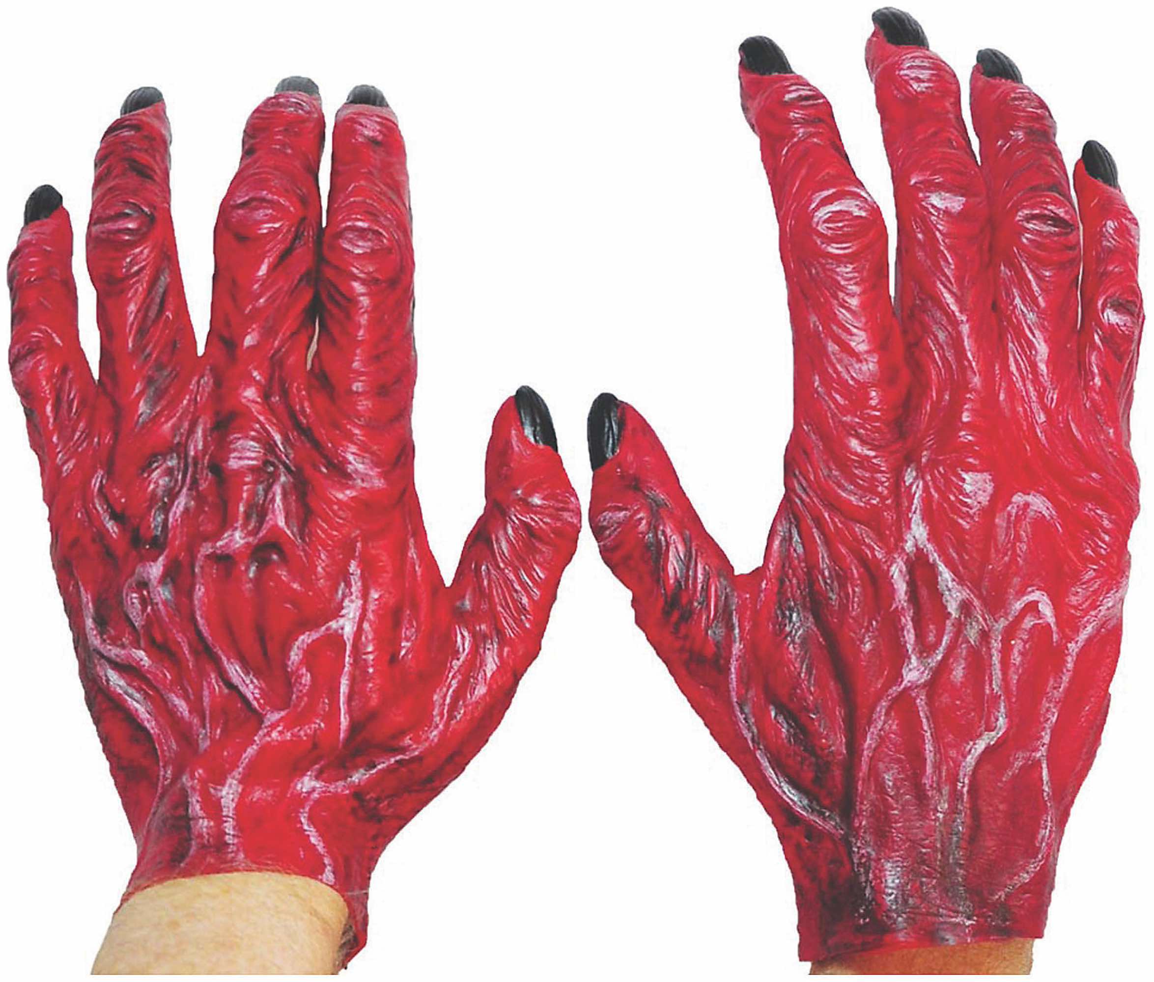 Devil Red Latex Realistic Adult Mens Costume Accessories Gloves Hands