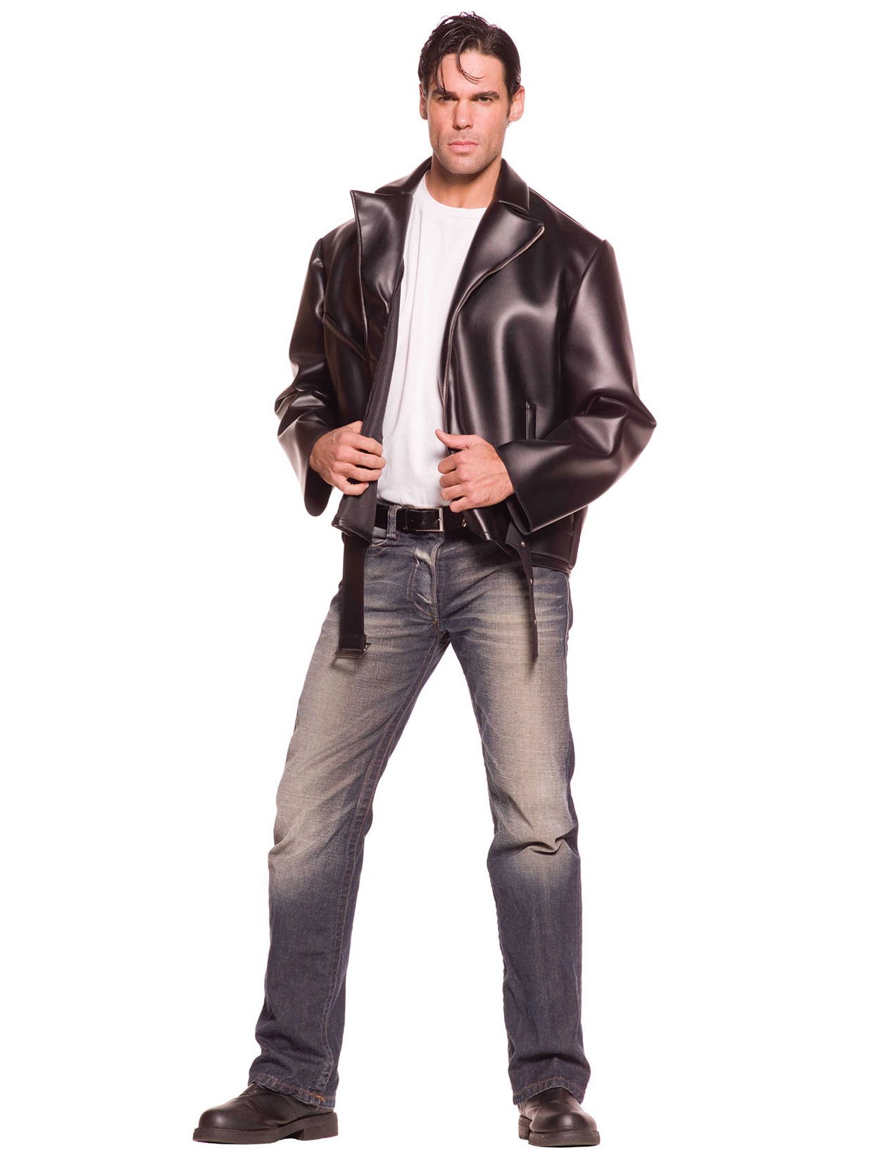 Greaser de grasa Danny 1950s Rock N Roll Negro Chaqueta De Lujo de