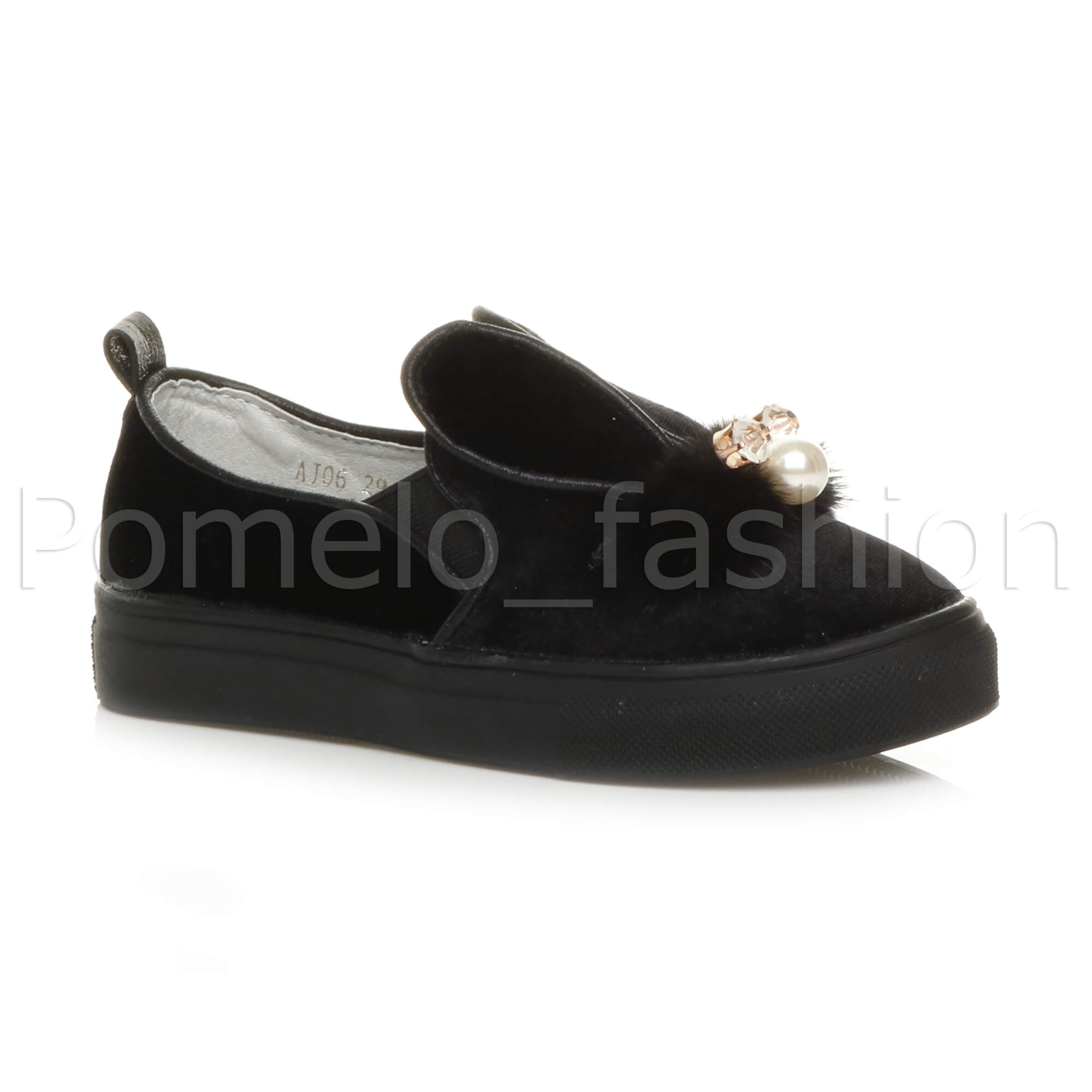 Mädchen Kinder Kinder Samt Süße Hasenohren Party Slipper Turnschuhe Plimsolls - Bild 7 von 31