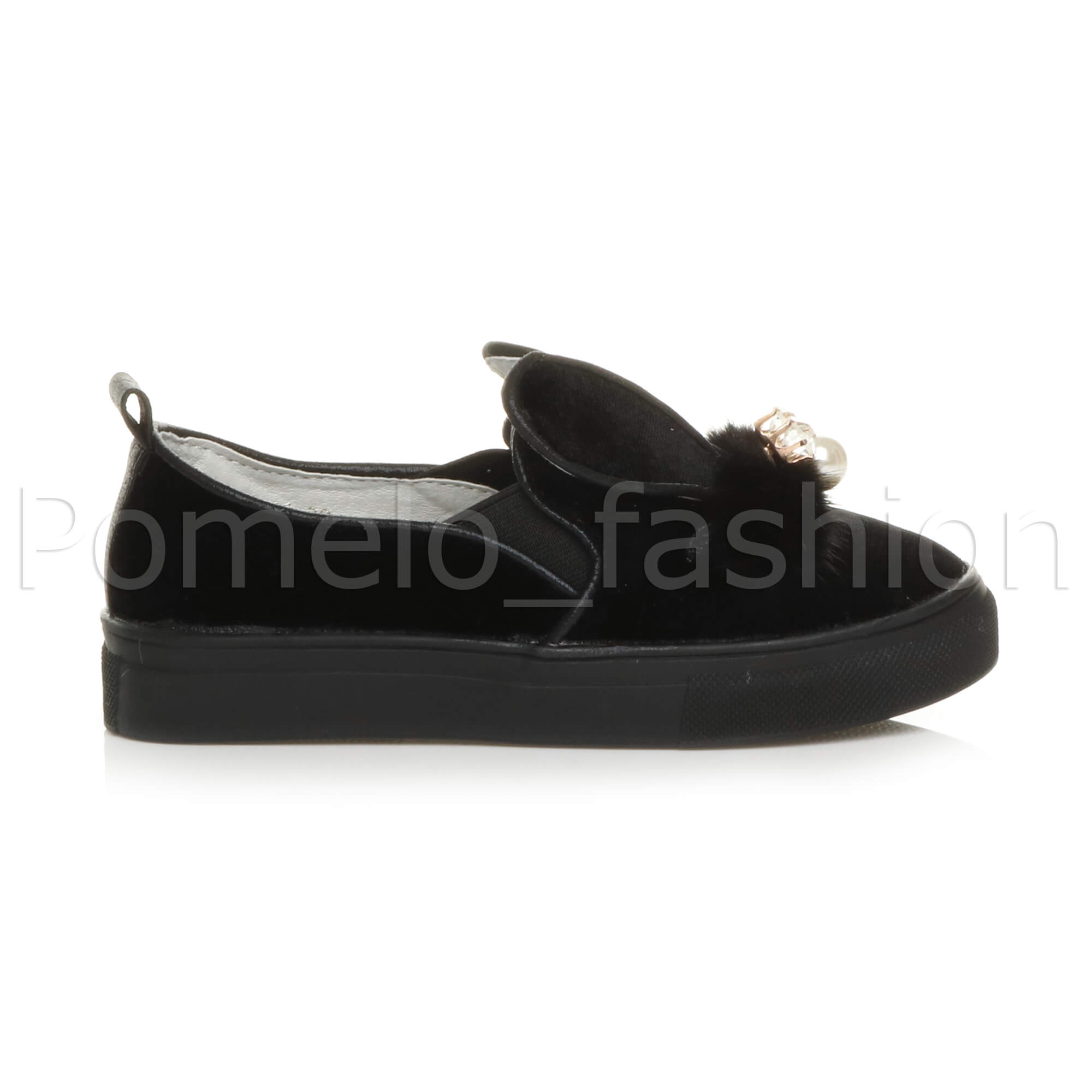 Mädchen Kinder Kinder Samt Süße Hasenohren Party Slipper Turnschuhe Plimsolls - Bild 8 von 31