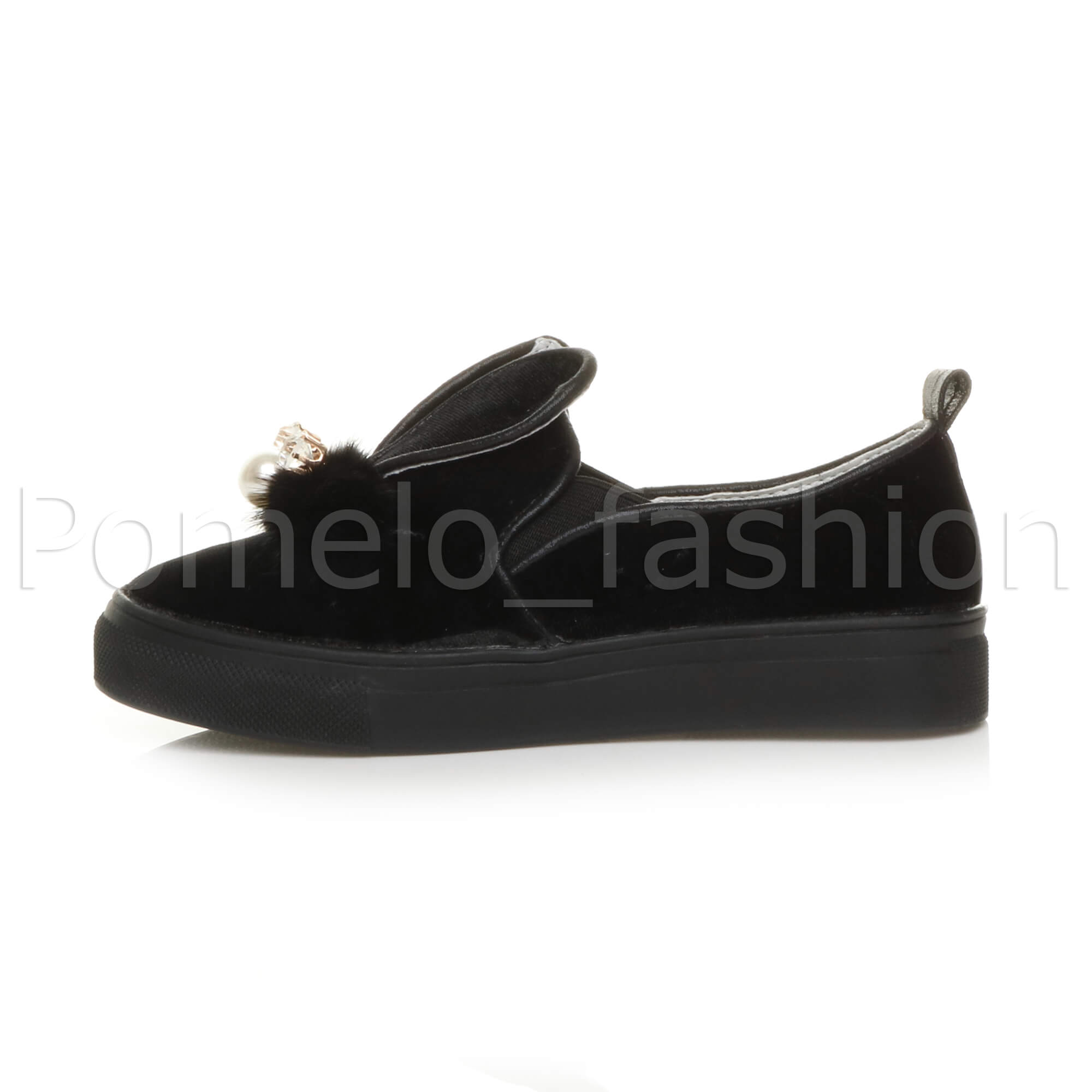Mädchen Kinder Kinder Samt Süße Hasenohren Party Slipper Turnschuhe Plimsolls - Bild 9 von 31