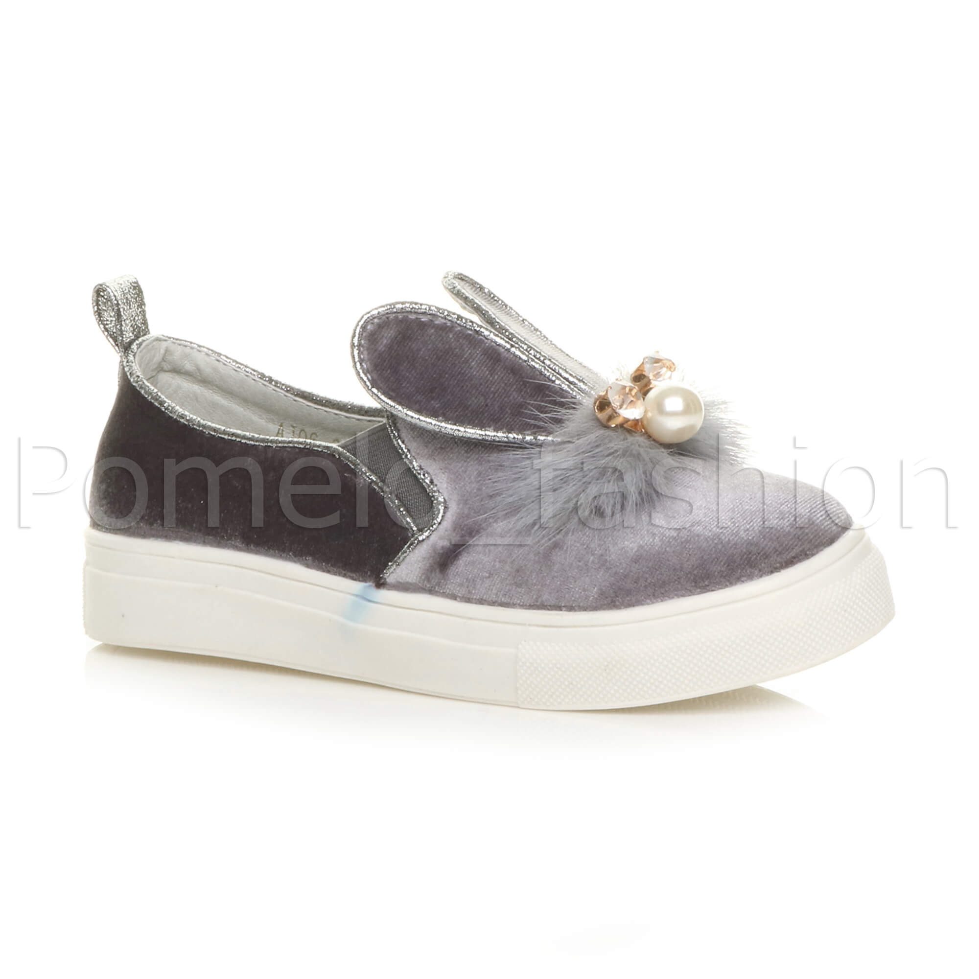 Mädchen Kinder Kinder Samt Süße Hasenohren Party Slipper Turnschuhe Plimsolls - Bild 17 von 31