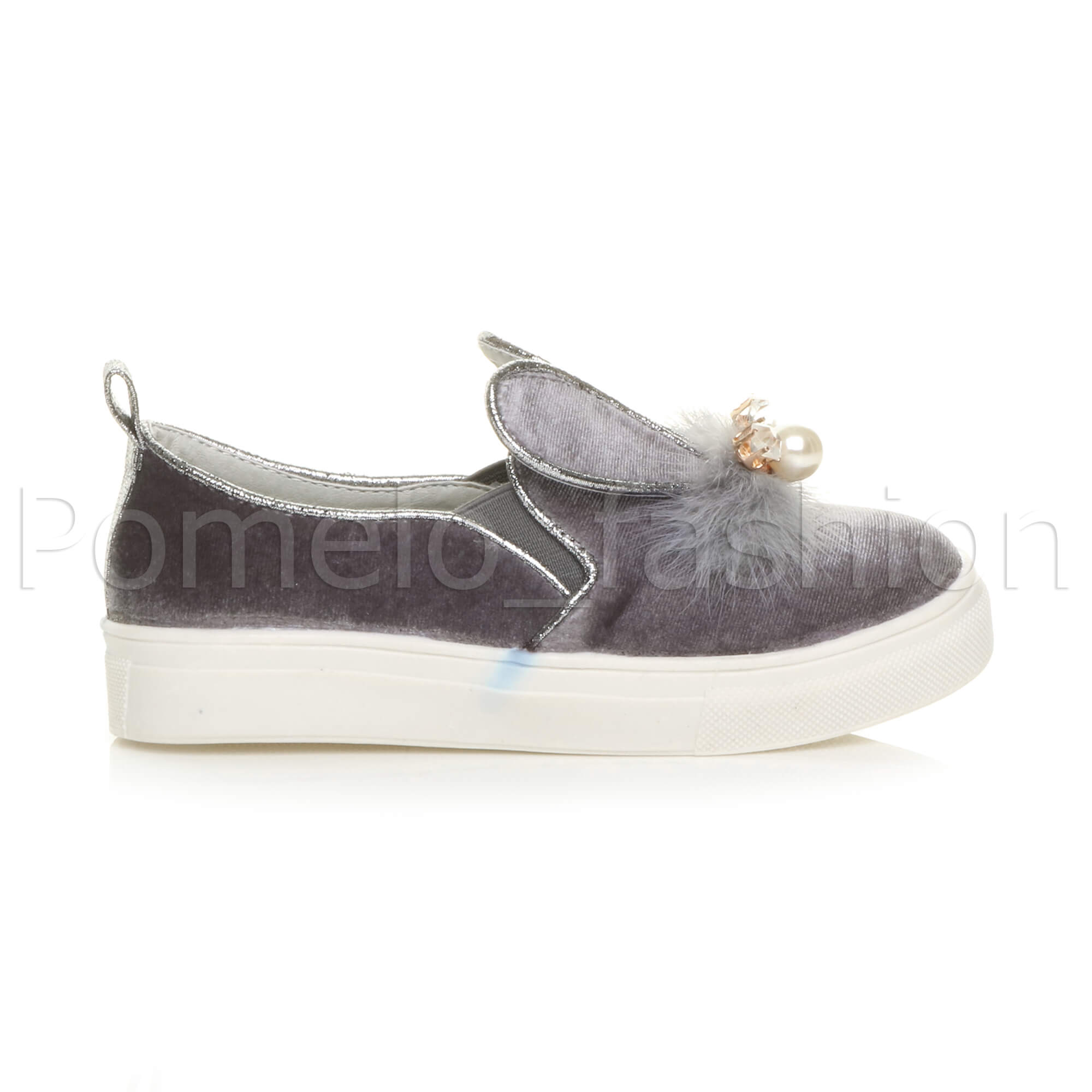 Mädchen Kinder Kinder Samt Süße Hasenohren Party Slipper Turnschuhe Plimsolls - Bild 18 von 31