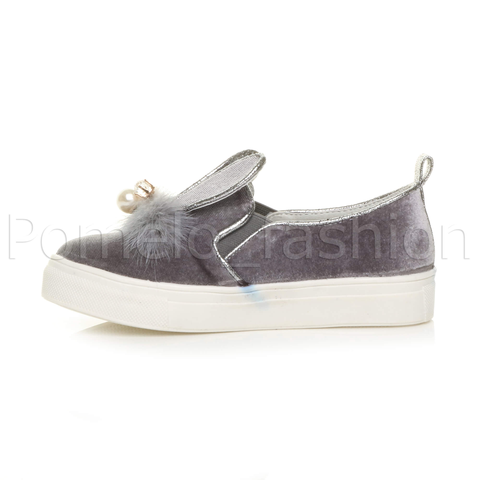 Mädchen Kinder Kinder Samt Süße Hasenohren Party Slipper Turnschuhe Plimsolls - Bild 19 von 31