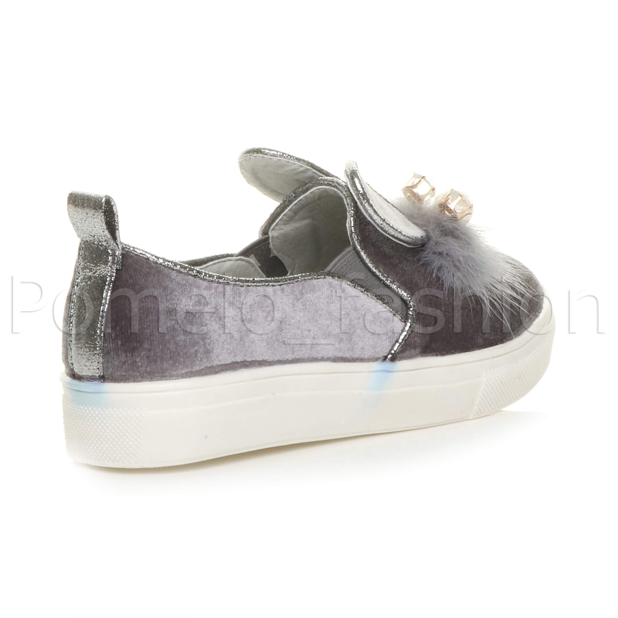 Mädchen Kinder Kinder Samt Süße Hasenohren Party Slipper Turnschuhe Plimsolls - Bild 20 von 31