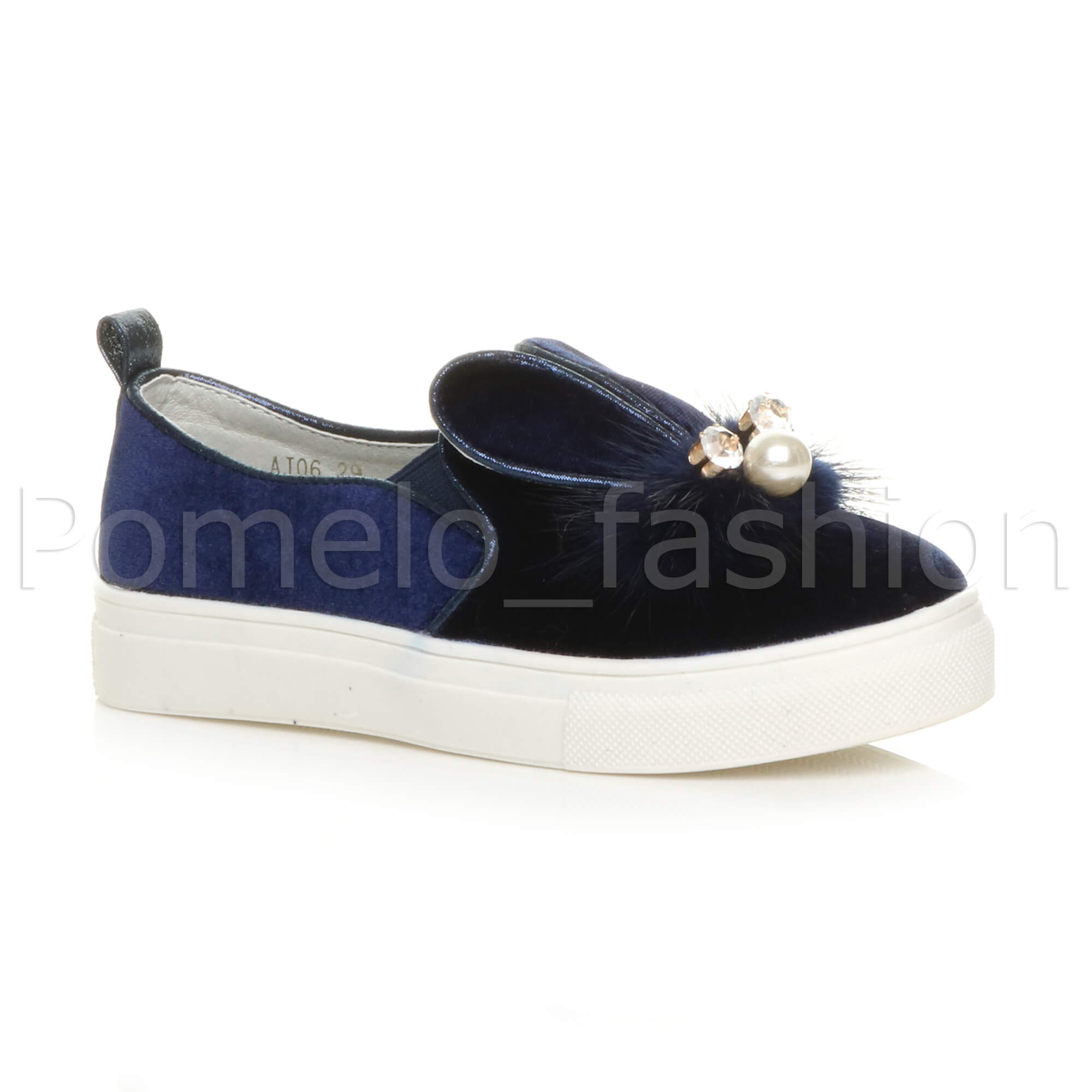 Mädchen Kinder Kinder Samt Süße Hasenohren Party Slipper Turnschuhe Plimsolls - Bild 12 von 31