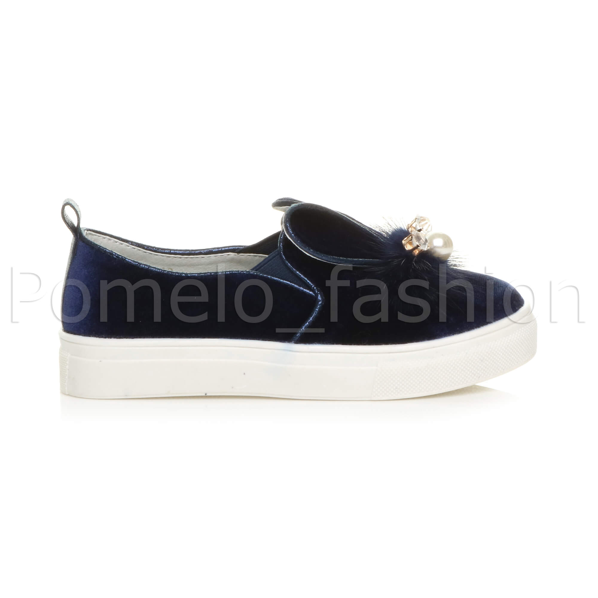 Mädchen Kinder Kinder Samt Süße Hasenohren Party Slipper Turnschuhe Plimsolls - Bild 13 von 31