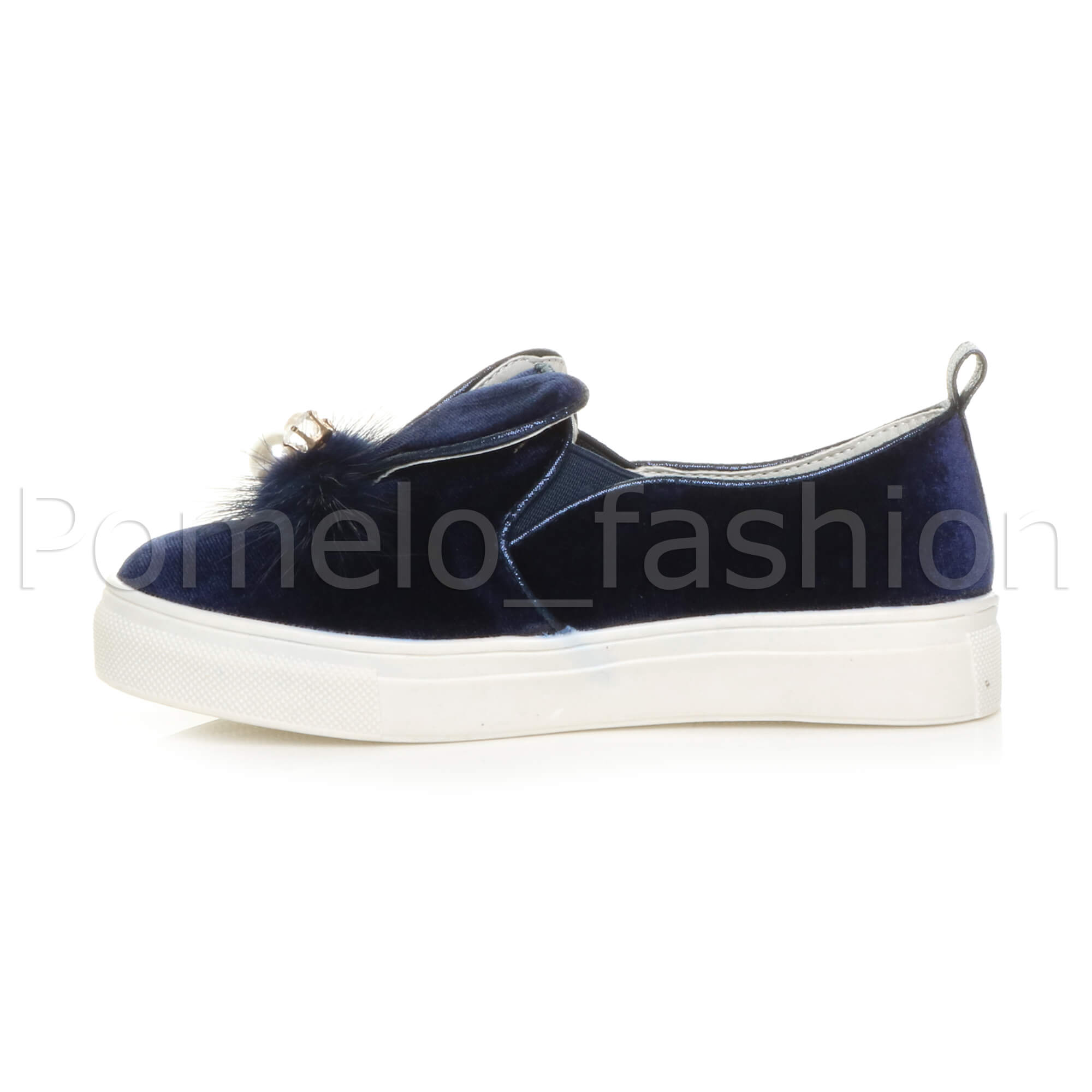 Mädchen Kinder Kinder Samt Süße Hasenohren Party Slipper Turnschuhe Plimsolls - Bild 14 von 31
