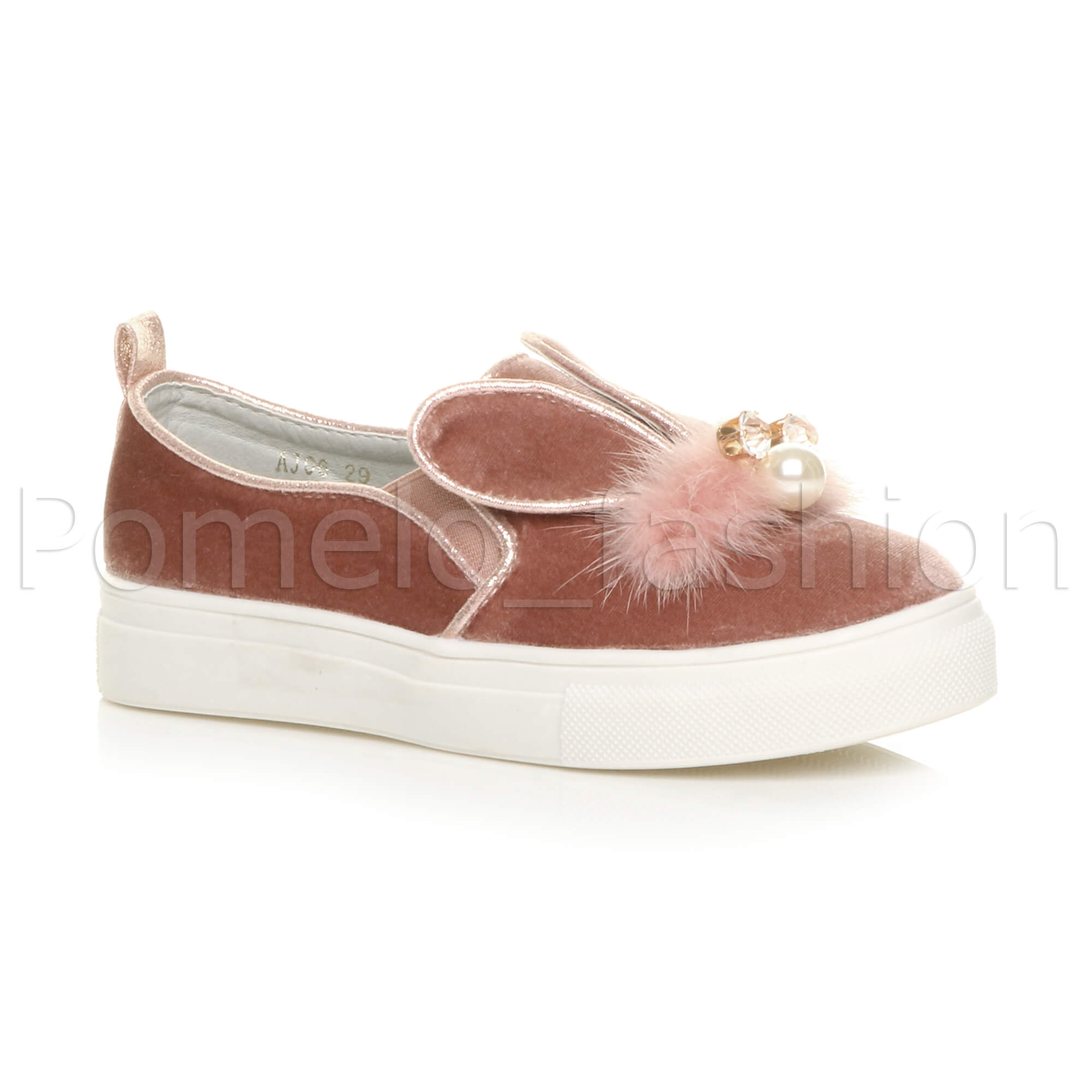 Mädchen Kinder Kinder Samt Süße Hasenohren Party Slipper Turnschuhe Plimsolls - Bild 22 von 31