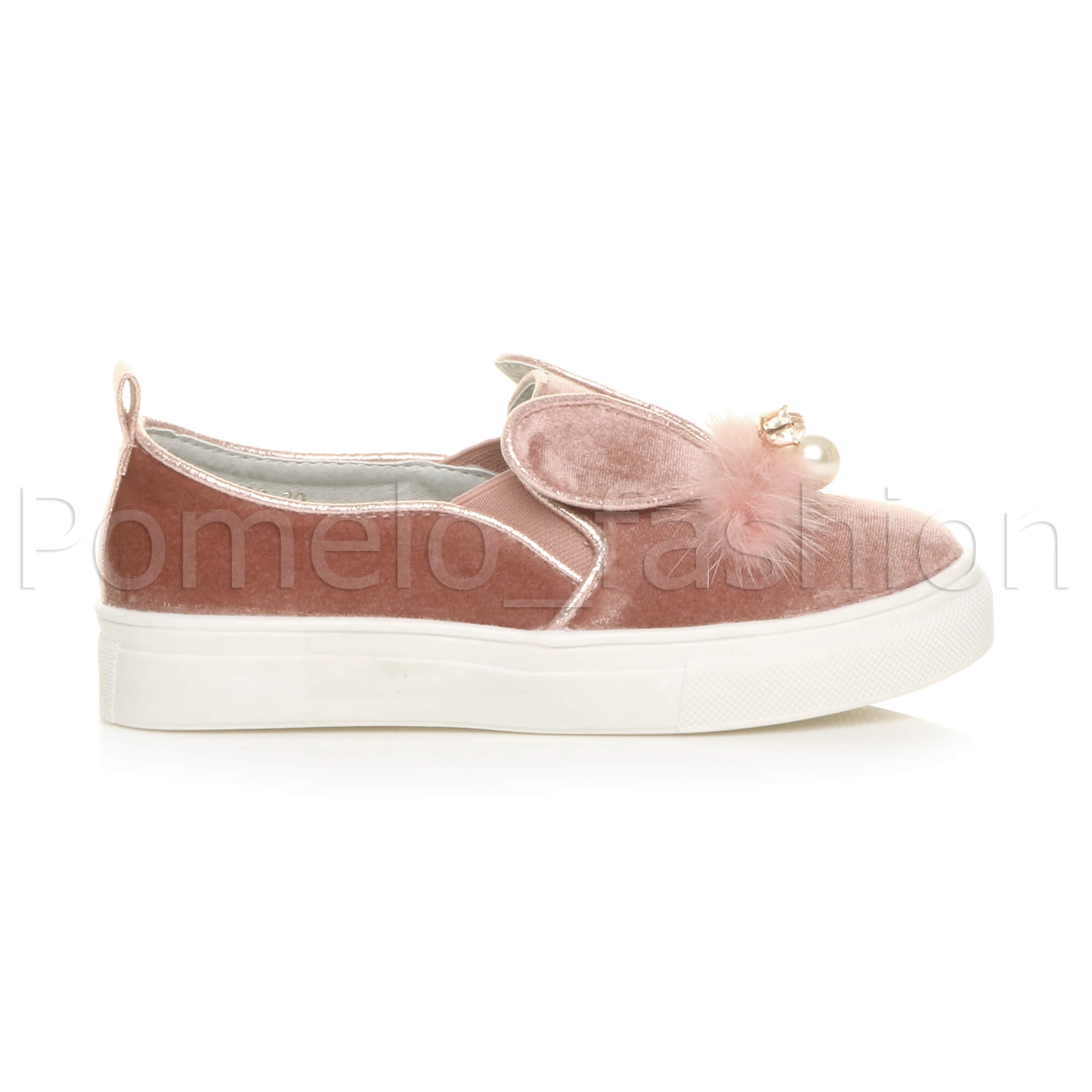 Mädchen Kinder Kinder Samt Süße Hasenohren Party Slipper Turnschuhe Plimsolls - Bild 23 von 31