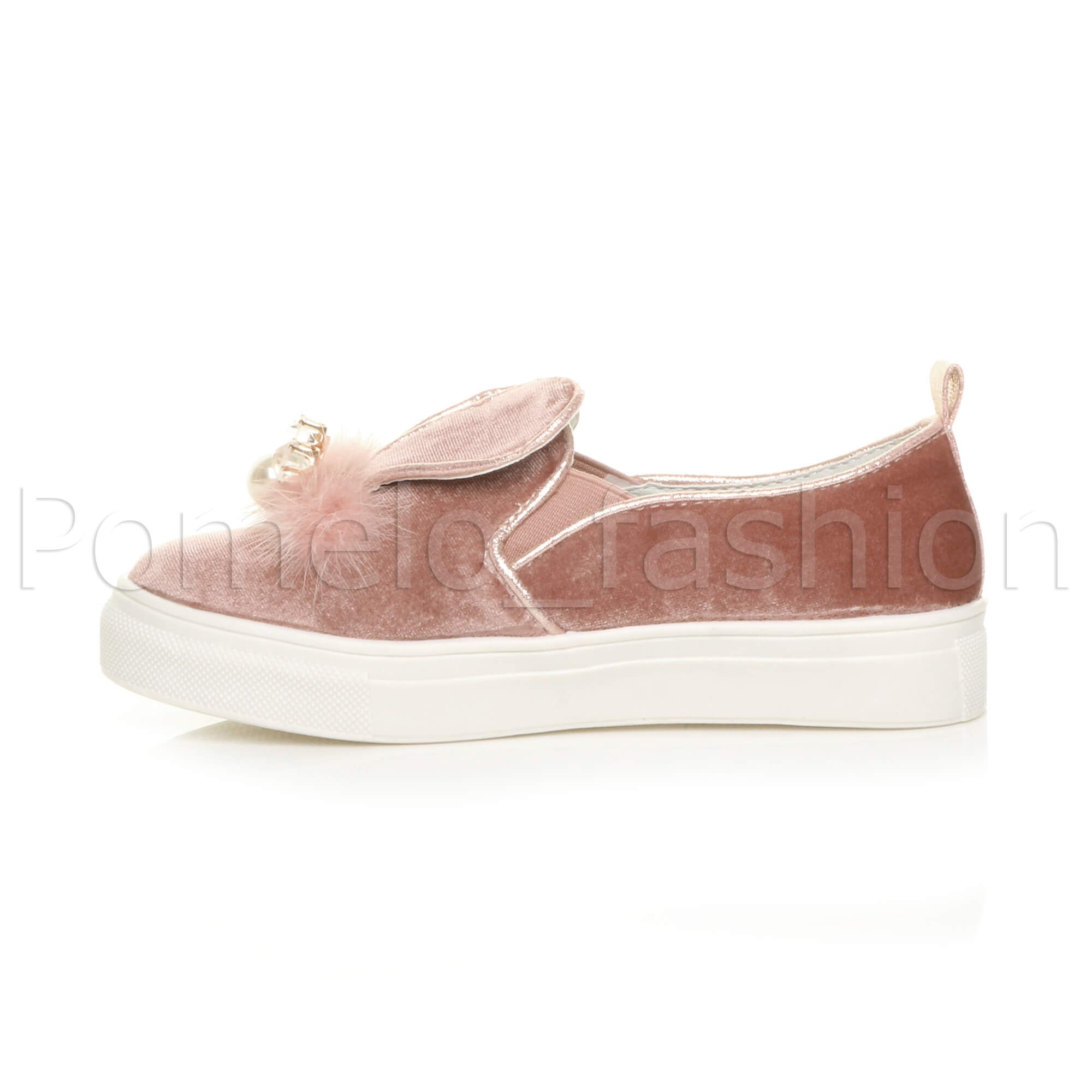 Mädchen Kinder Kinder Samt Süße Hasenohren Party Slipper Turnschuhe Plimsolls - Bild 24 von 31