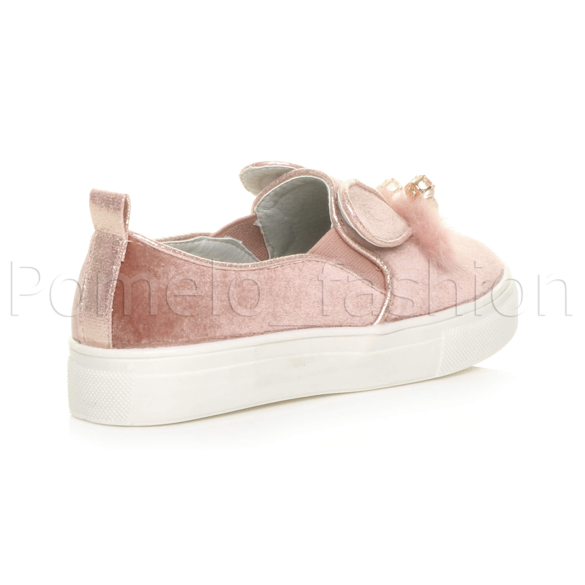 Mädchen Kinder Kinder Samt Süße Hasenohren Party Slipper Turnschuhe Plimsolls - Bild 25 von 31