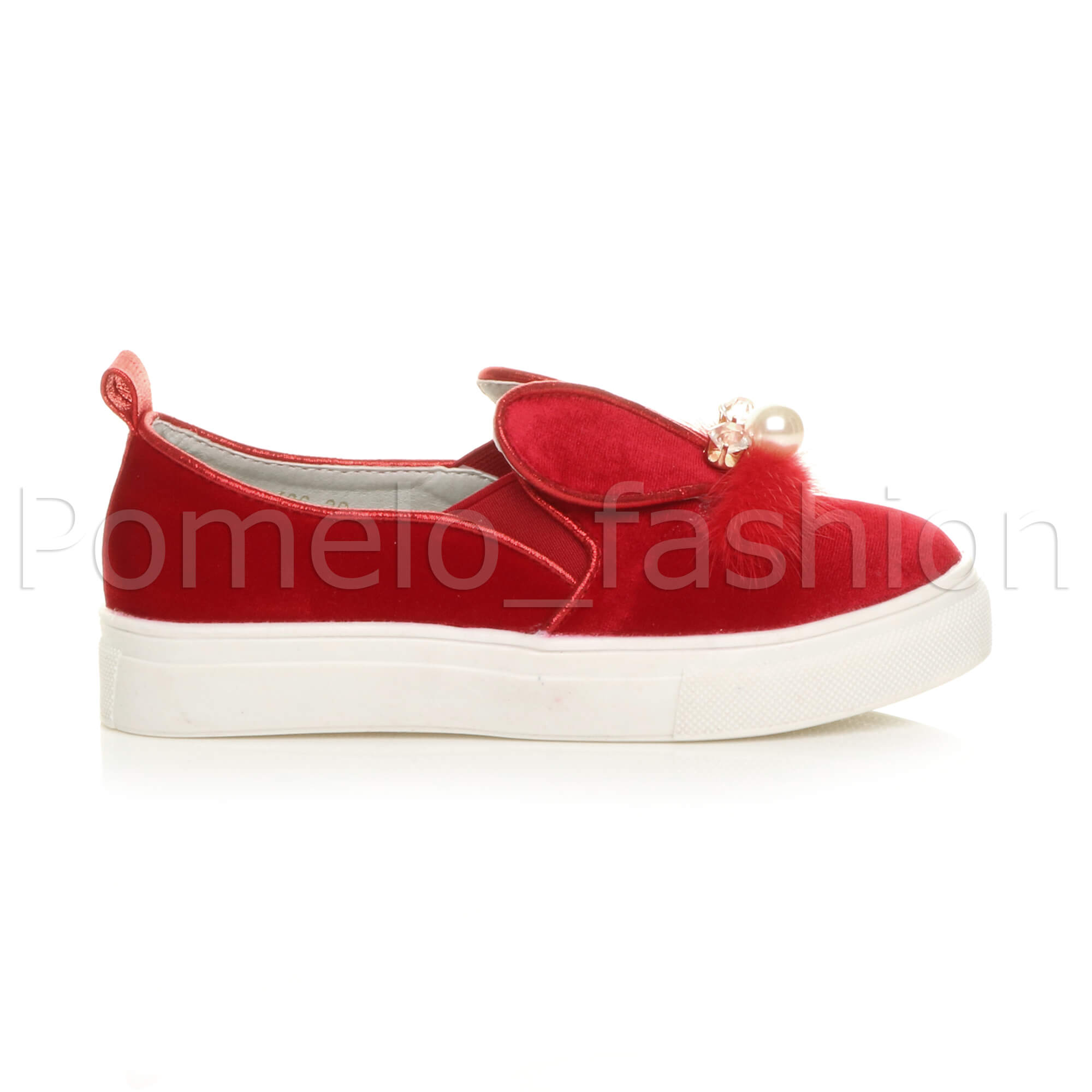 Mädchen Kinder Kinder Samt Süße Hasenohren Party Slipper Turnschuhe Plimsolls - Bild 28 von 31