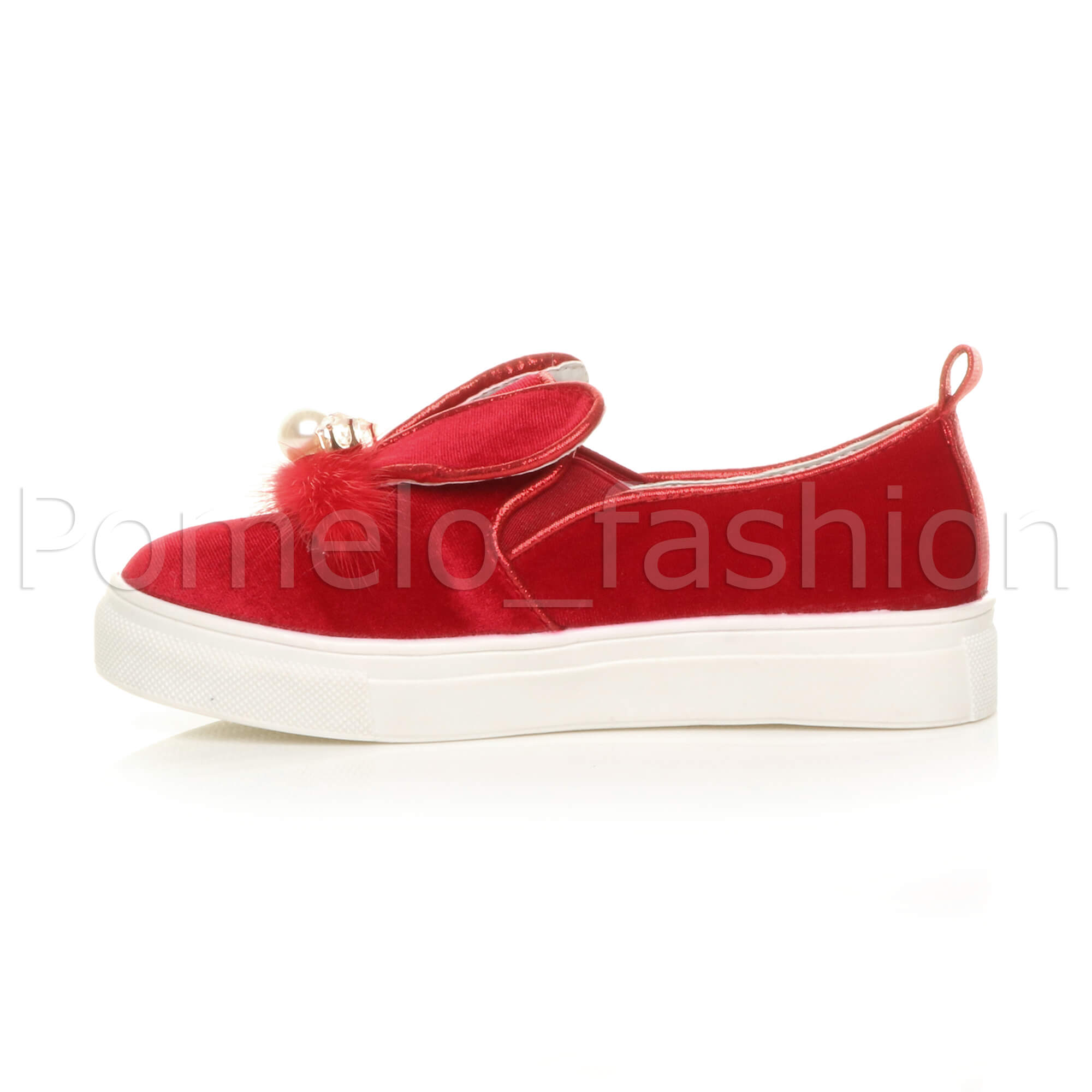 Mädchen Kinder Kinder Samt Süße Hasenohren Party Slipper Turnschuhe Plimsolls - Bild 29 von 31