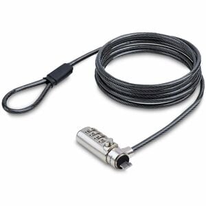 Startech Slim Lock Nano Slot Compatible 6.6Ft 2M Combination Locking Cable Desk