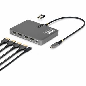 Startech Usb-C To Quad-Monitor Workstation Adapter 4K 60Hz Hdmi 140W Pd Passthro