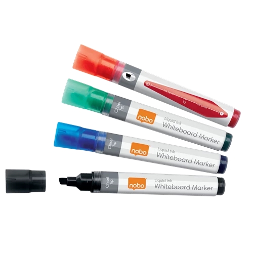 Nobo Liquid Ink Whiteboard Pens Chisel Tip 10 Pack 1915386